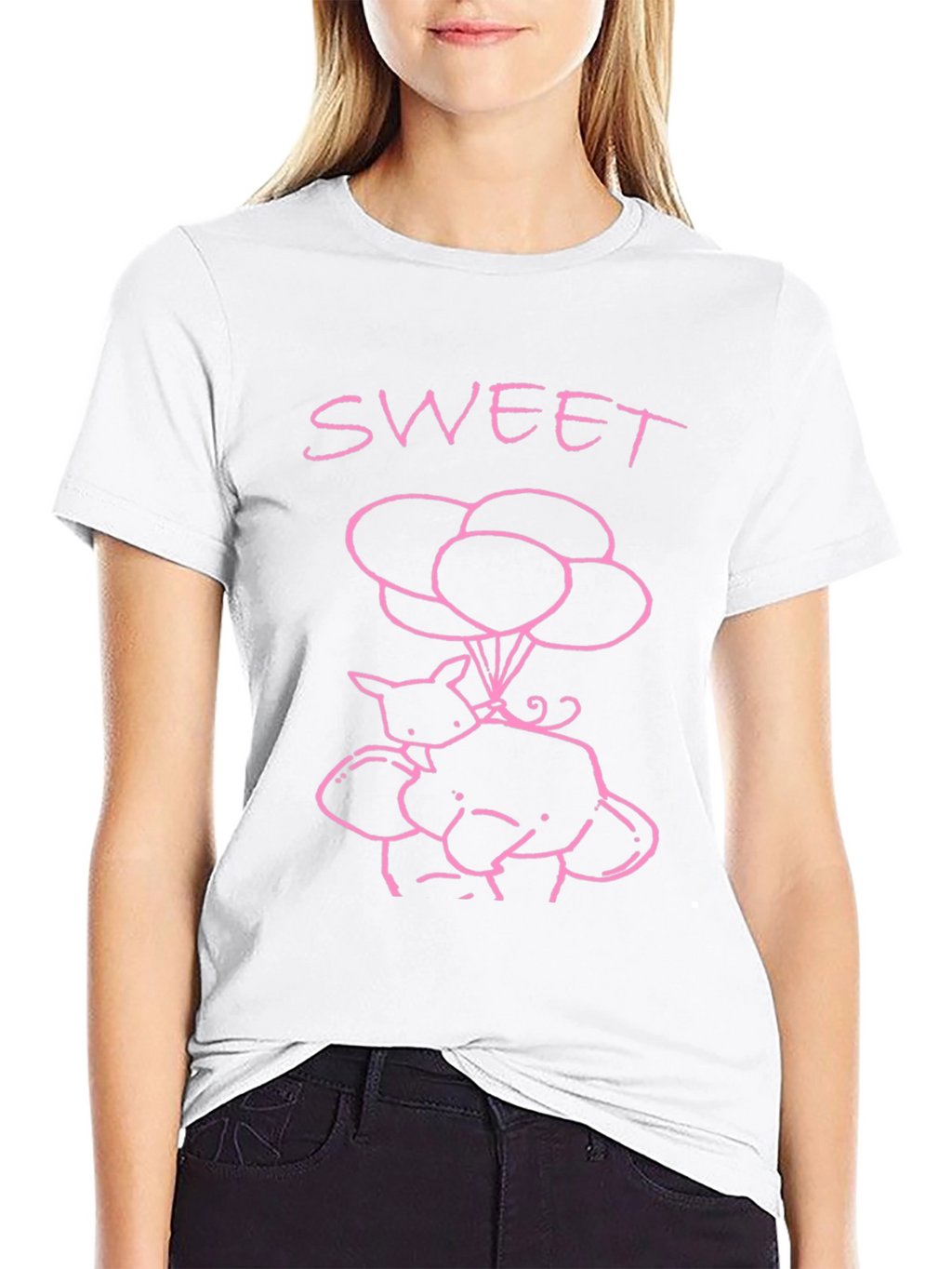 Sweet Piggy Balloons Black T-Shirt