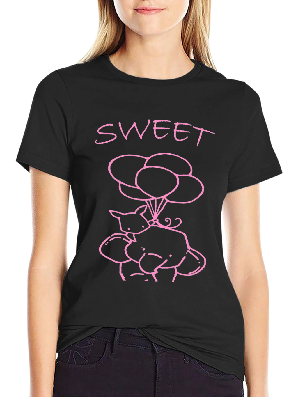 Sweet Piggy Balloons Black T-Shirt