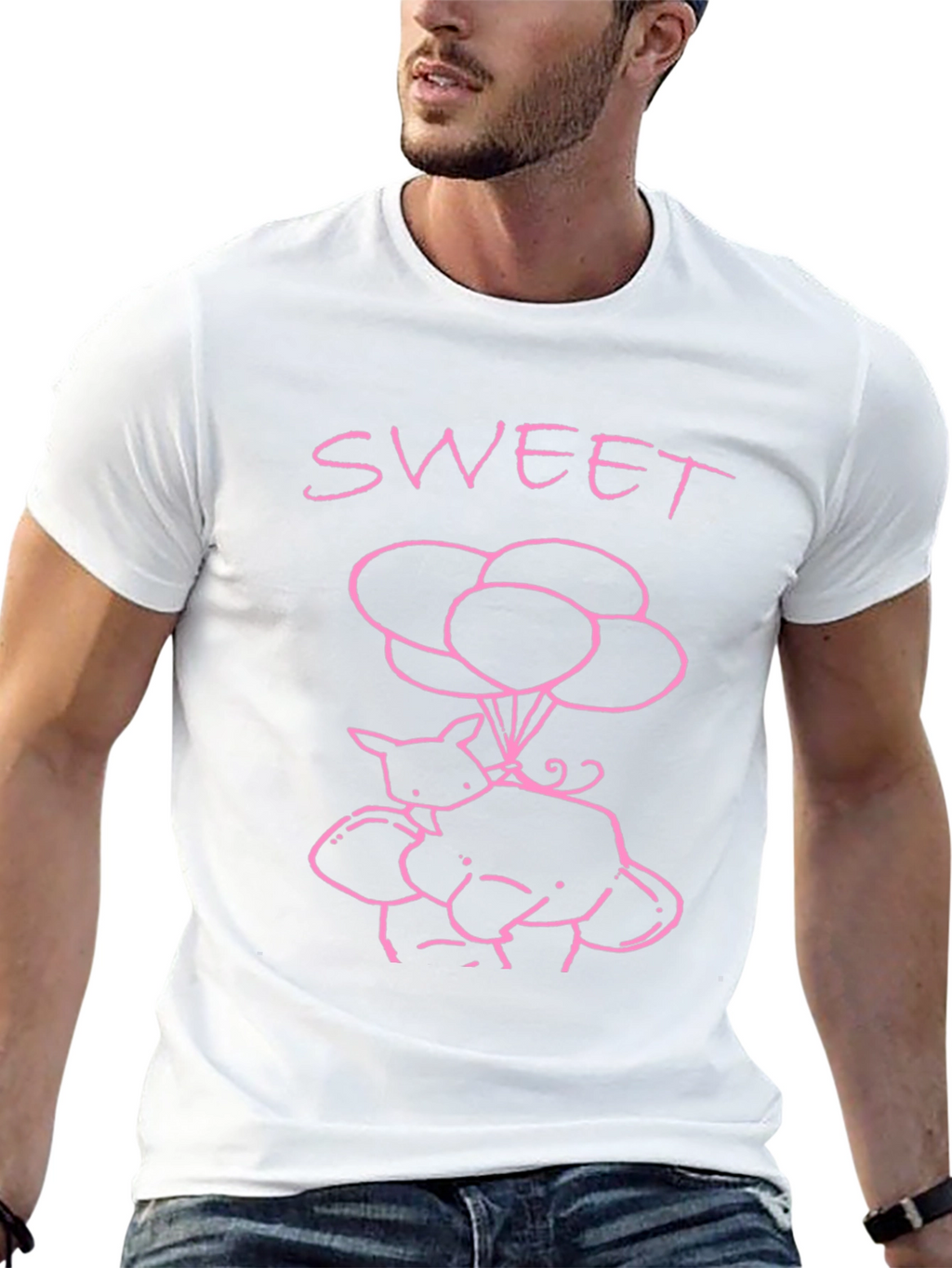 Sweet Piggy Balloons Black T-Shirt