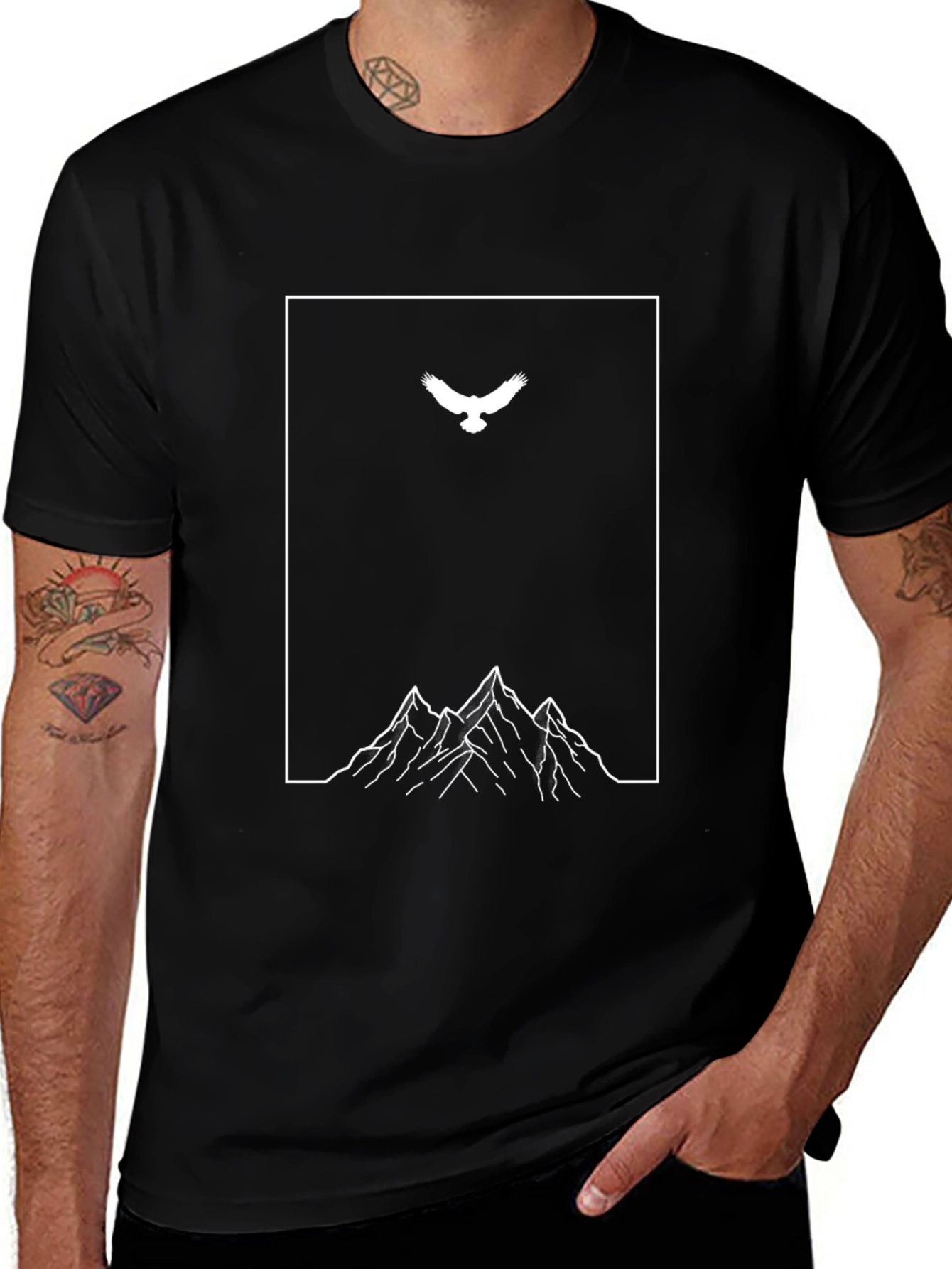 Eagle & Mountain Graphic Tee - Minimalist Design