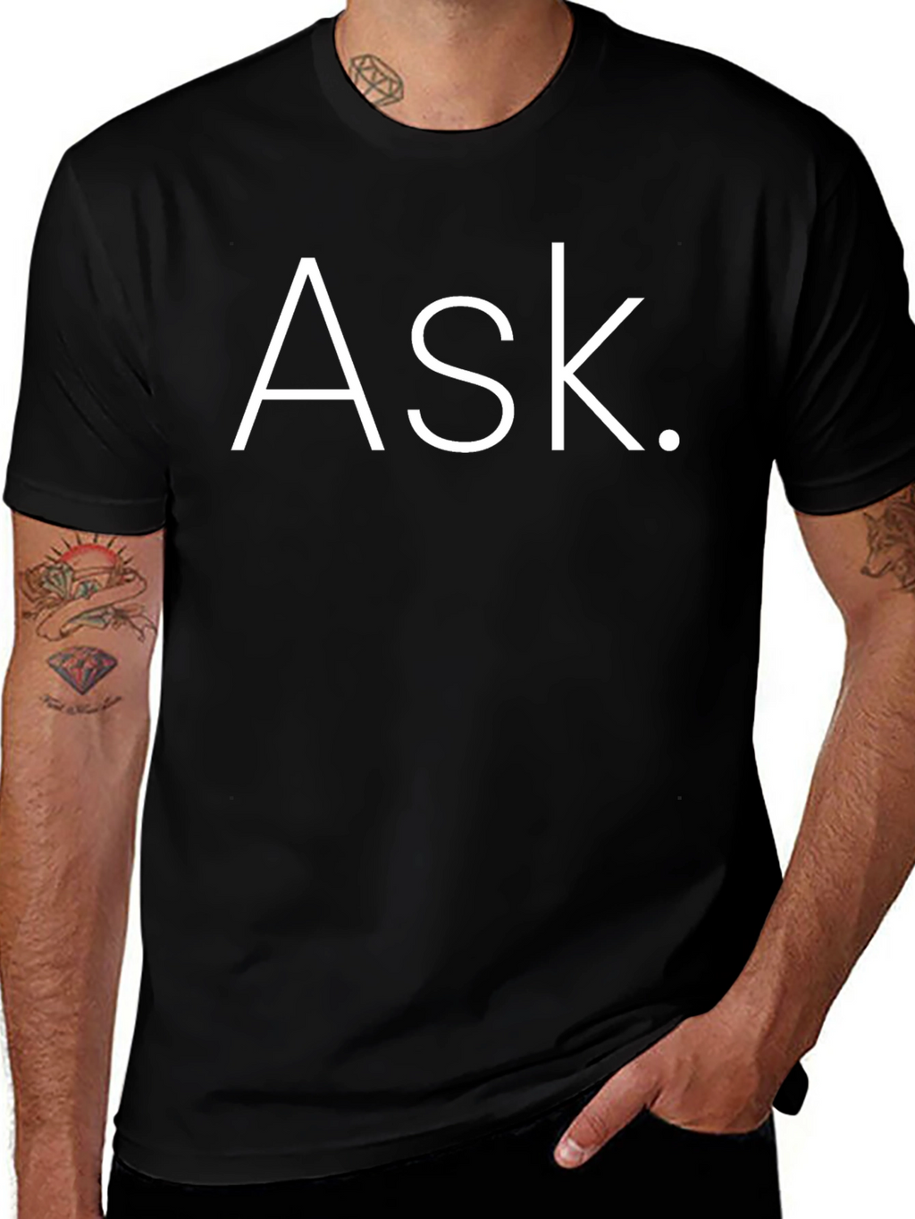 Ask. Graphic Tee - Black Cotton T-Shirt