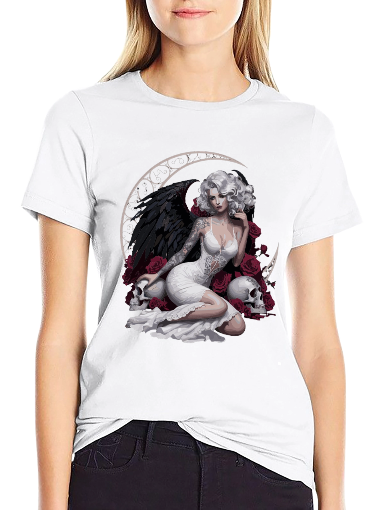 Gothic Angel Moon T-Shirt