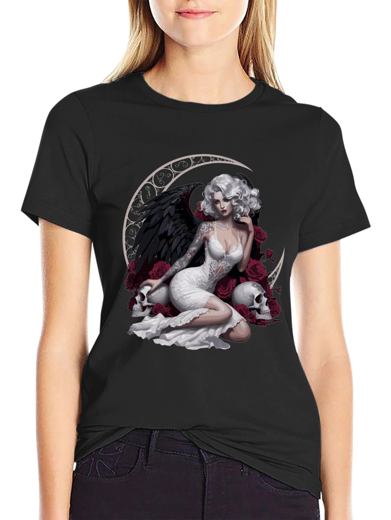 Gothic Angel Moon T-Shirt