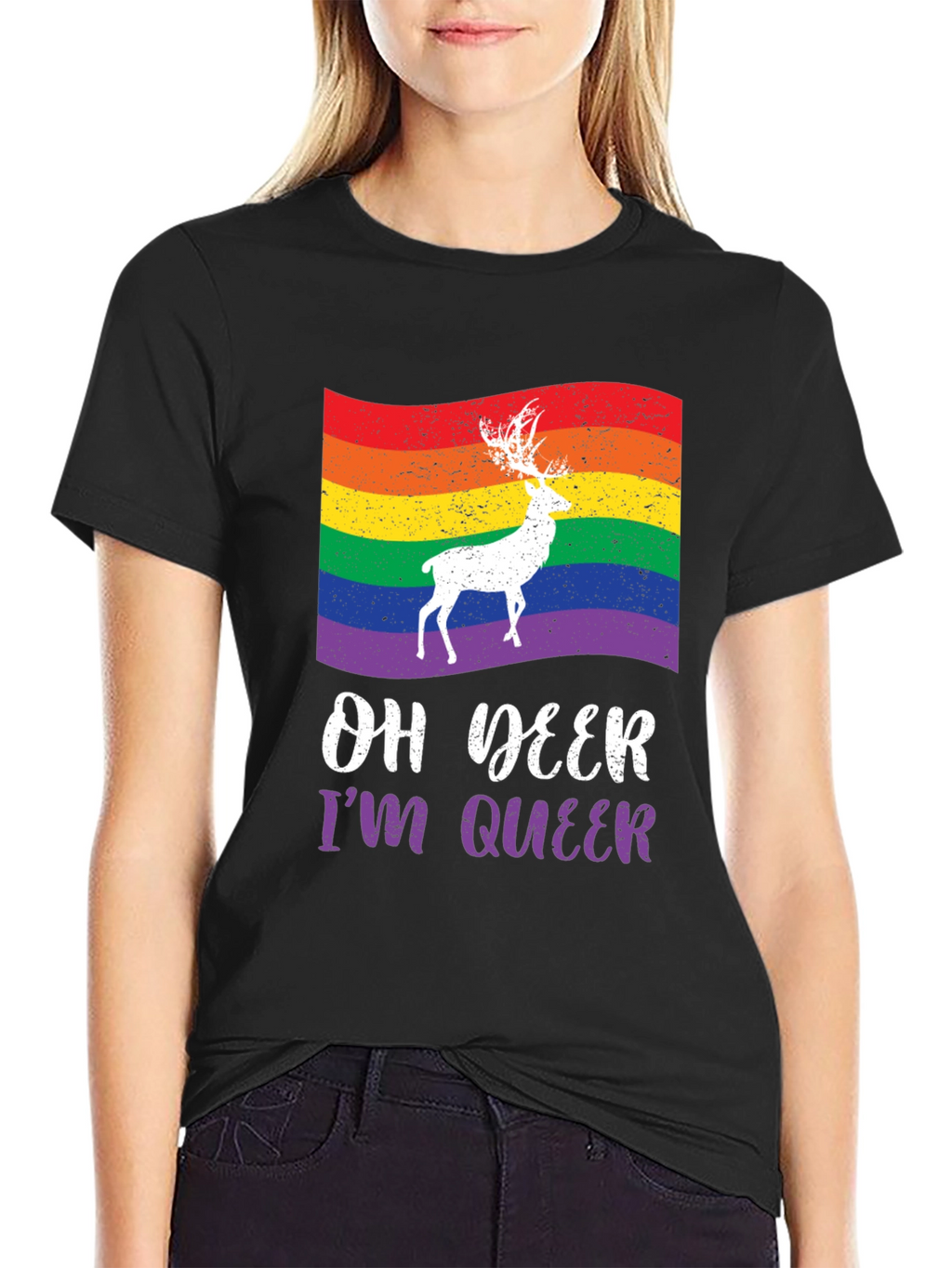 Oh Deer Im Queer Pride Graphic Tee