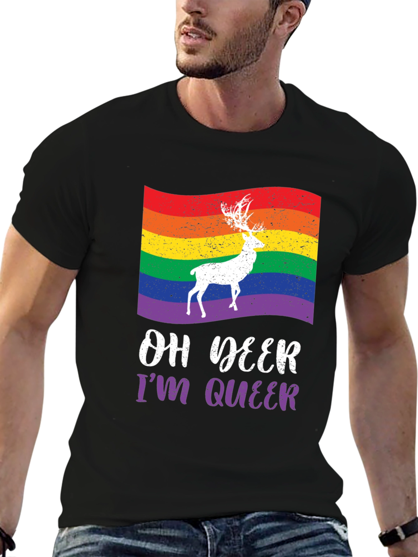 Oh Deer Im Queer Pride Graphic Tee