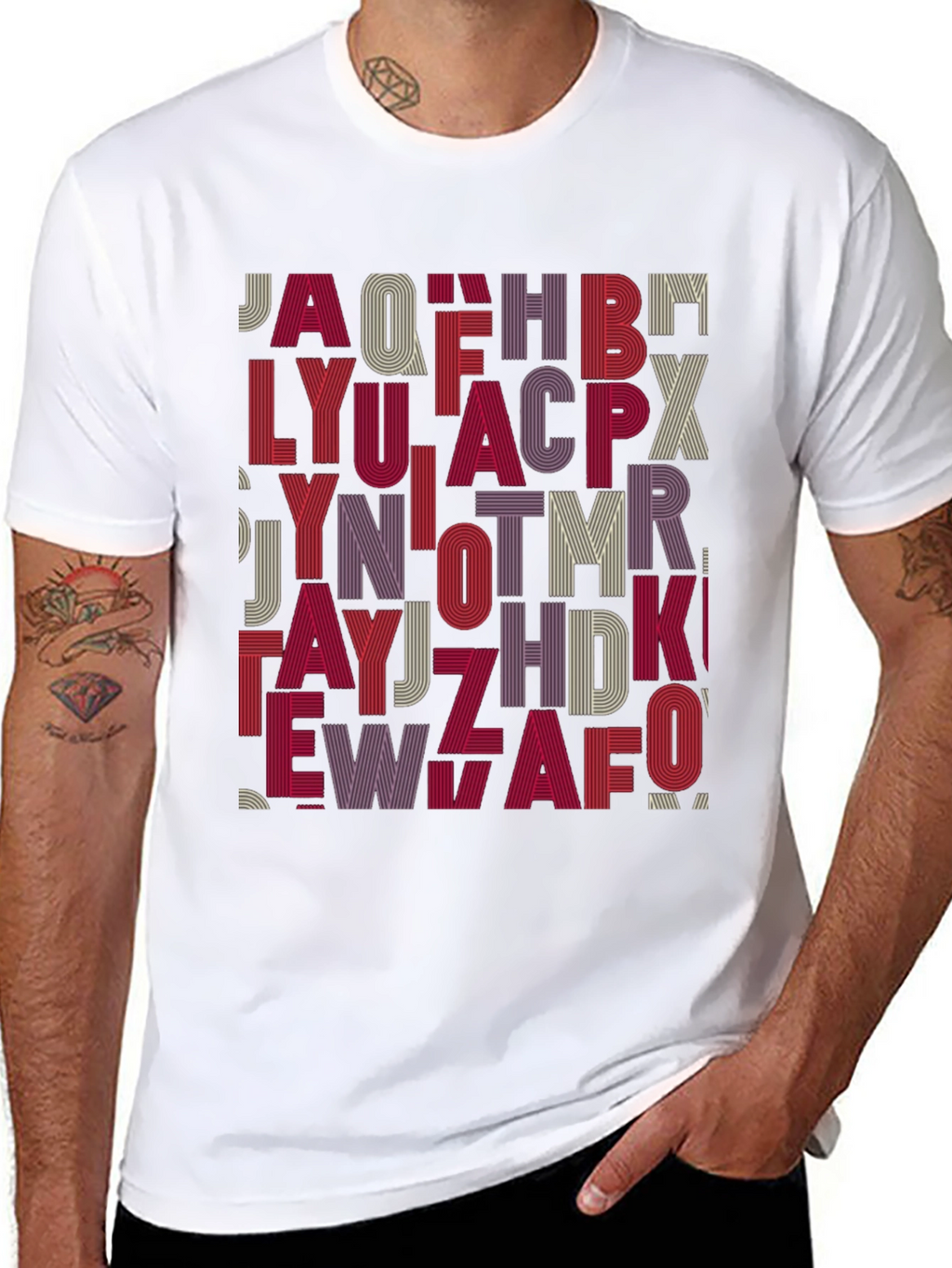 Alphabet Design Tee - Stylish Graphic Print Shirt