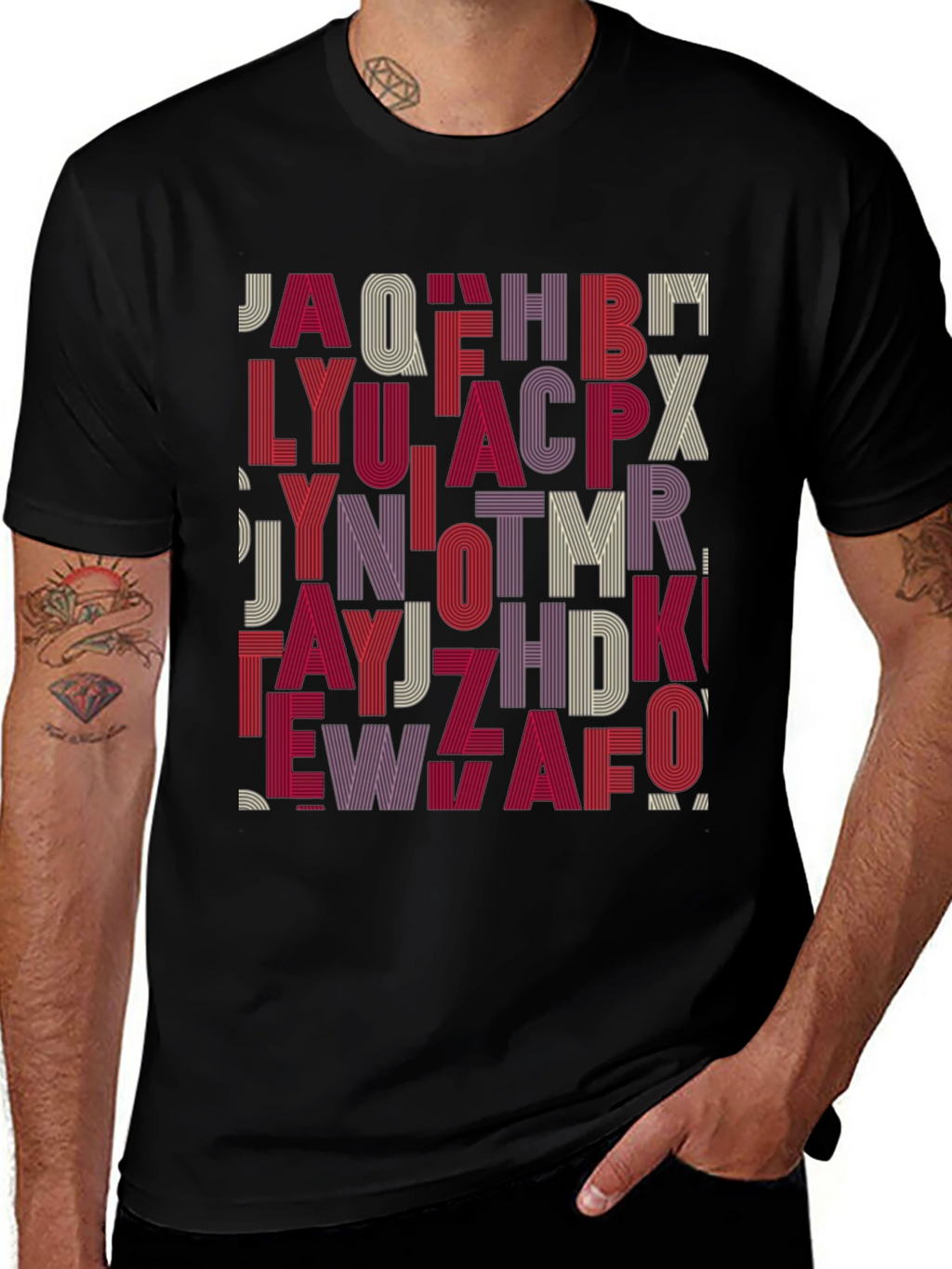 Alphabet Design Tee - Stylish Graphic Print Shirt