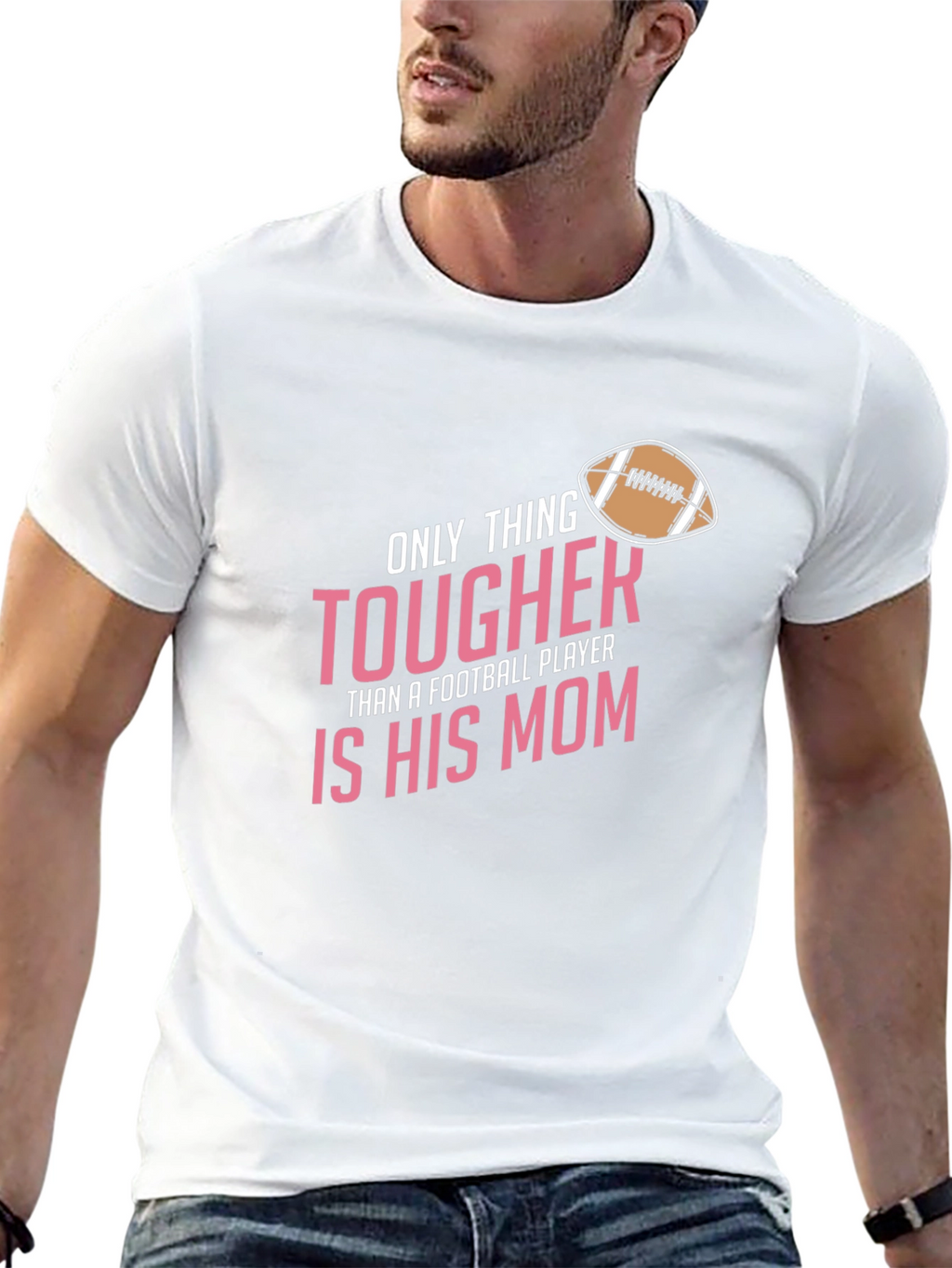 Tougher Football Mom Black T-Shirt