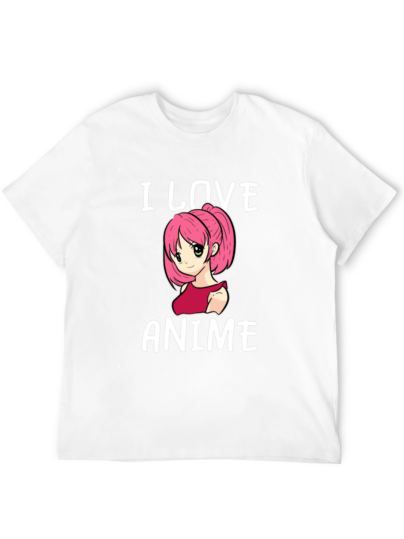 I Love Anime T-Shirt Black Cotton Short Sleeve
