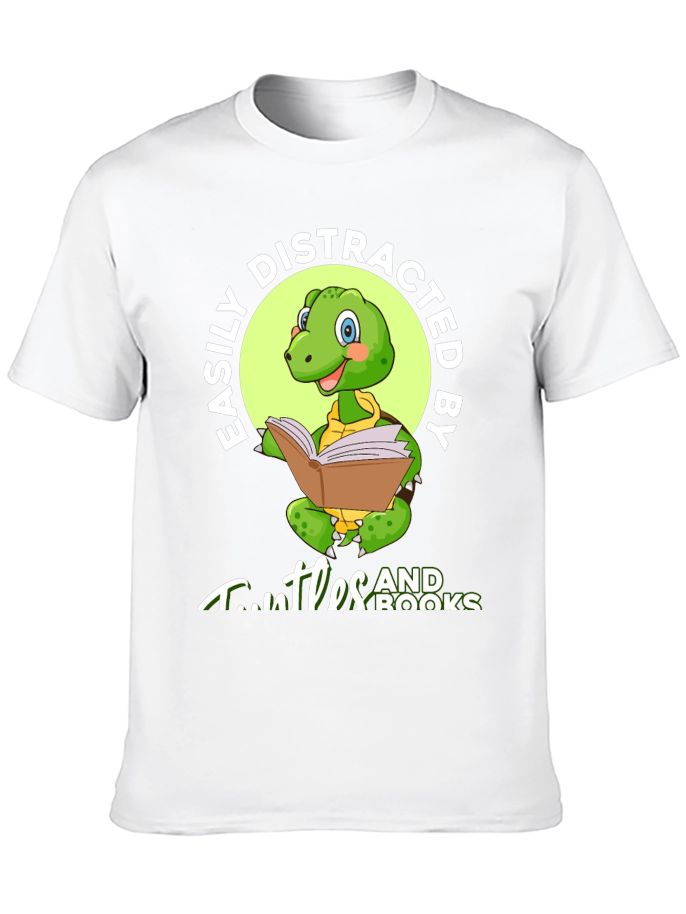 Easily Distracted by Turtles and Books Black T-Shirt