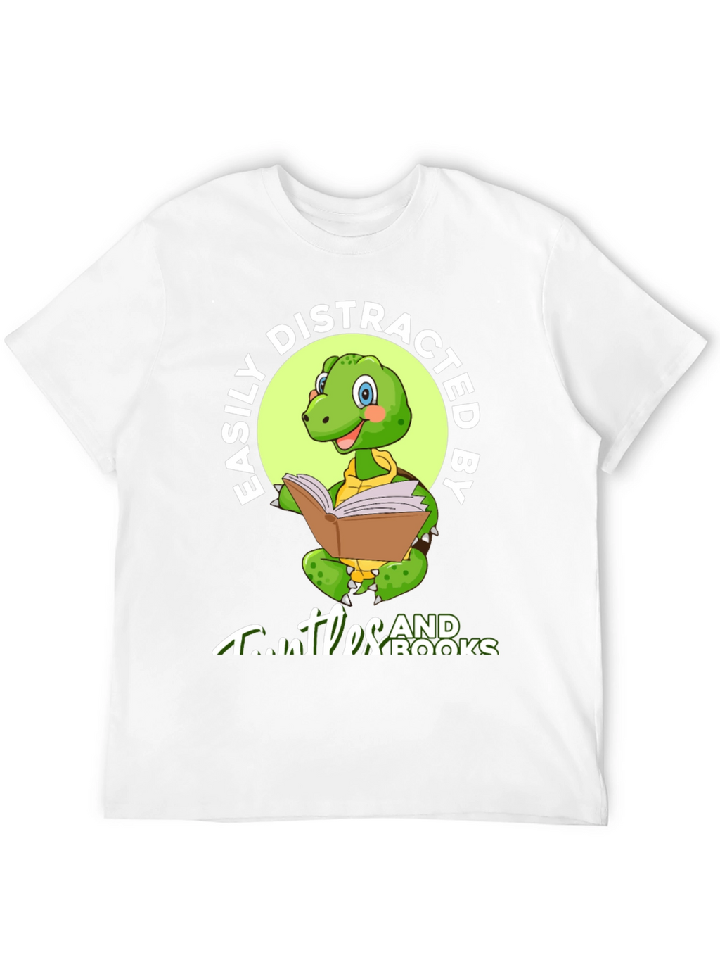 Easily Distracted by Turtles and Books Black T-Shirt