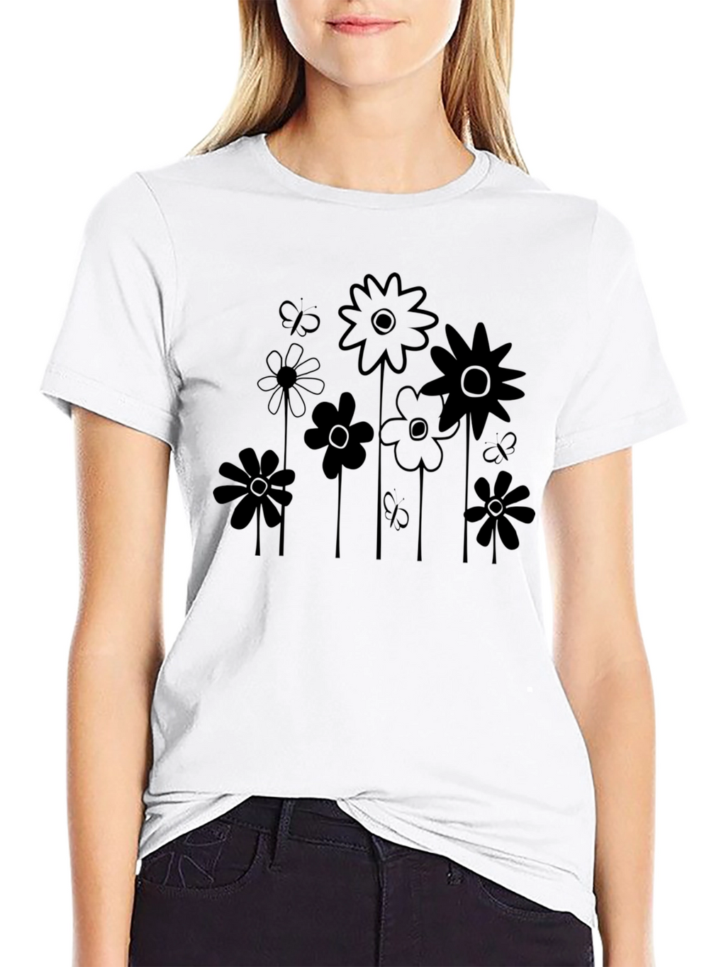 Black Floral Graphic Tee