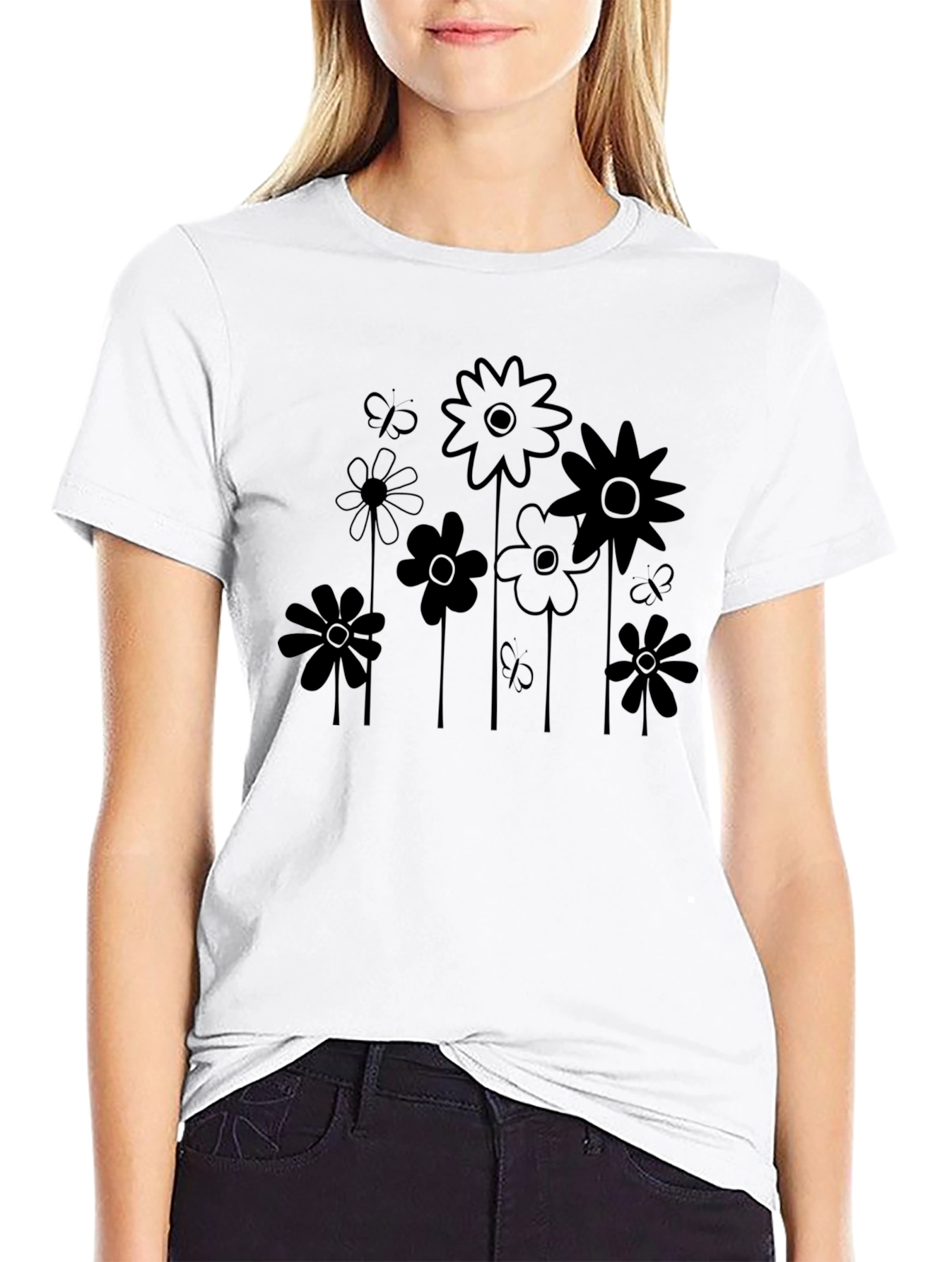 Black Floral Graphic Tee
