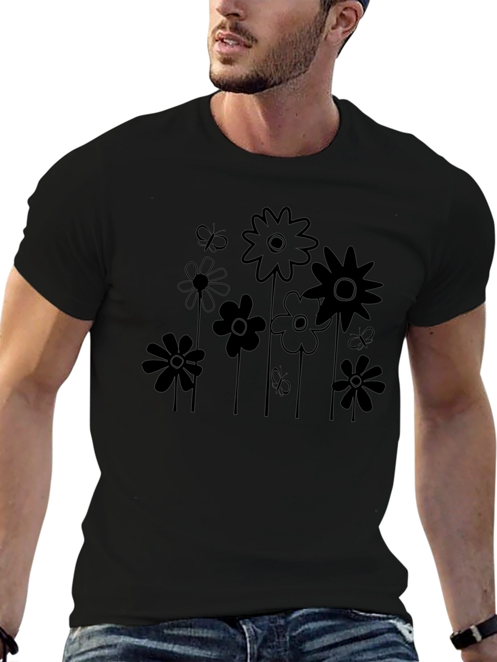 Black Floral Graphic Tee
