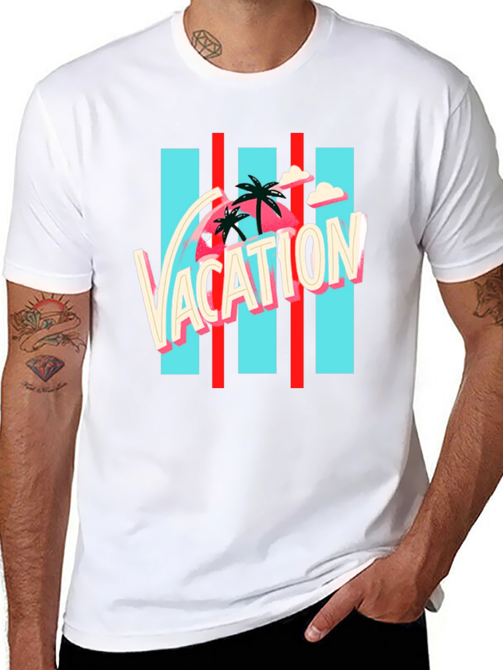 Vacation Graphic Tee - Retro Palm Design