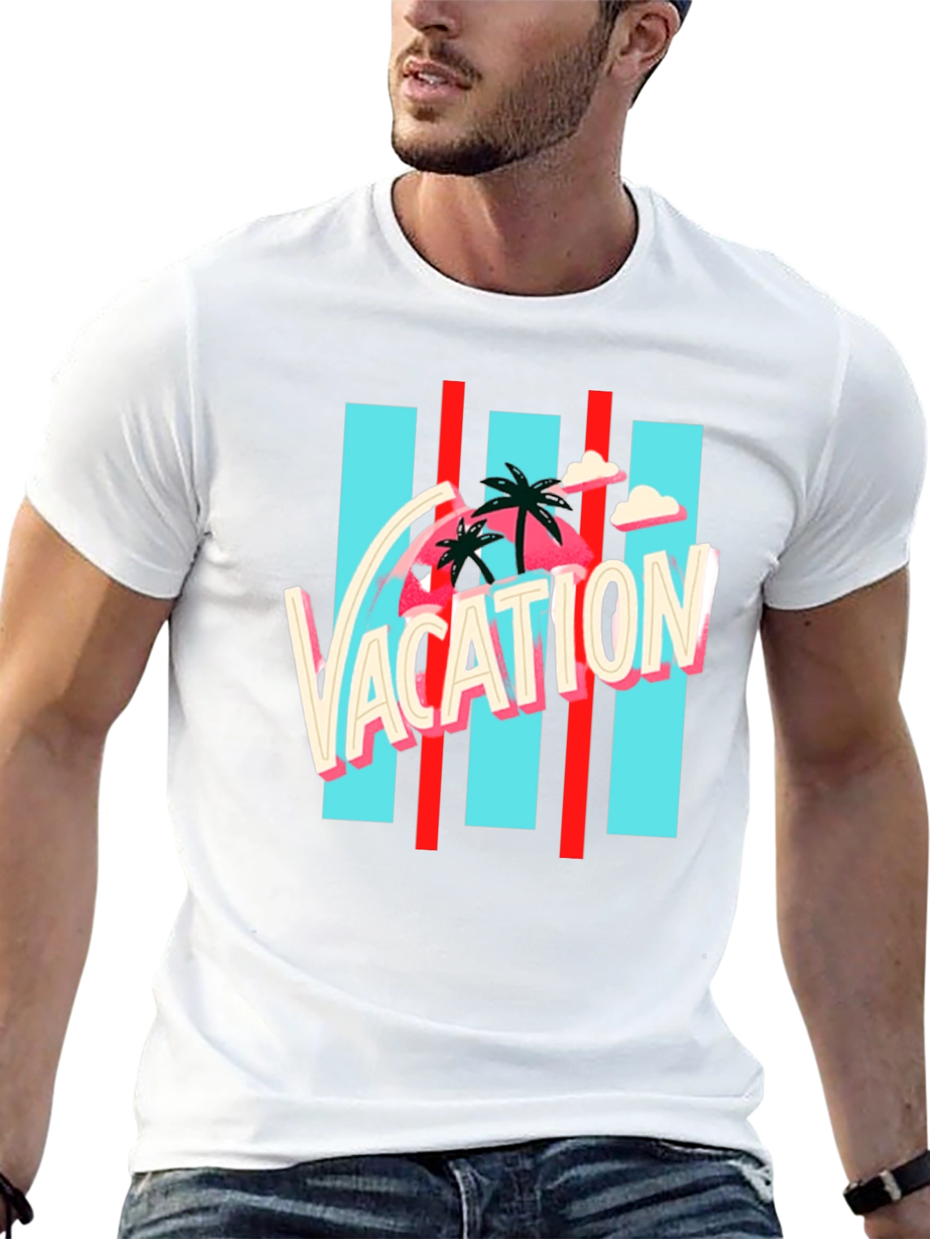 Vacation Graphic Tee - Retro Palm Design