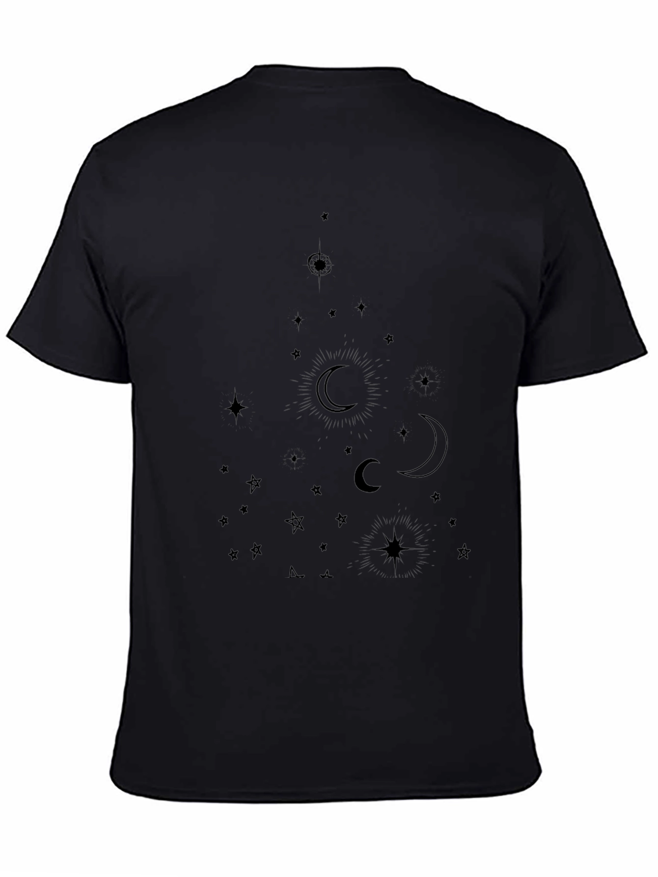 Celestial Moon & Star Graphic Tee - Black