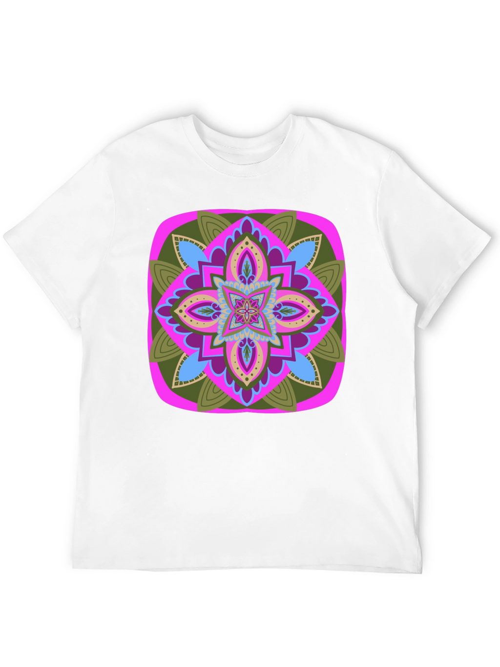 Geometric Mandala T-Shirt - Black Cotton Blend