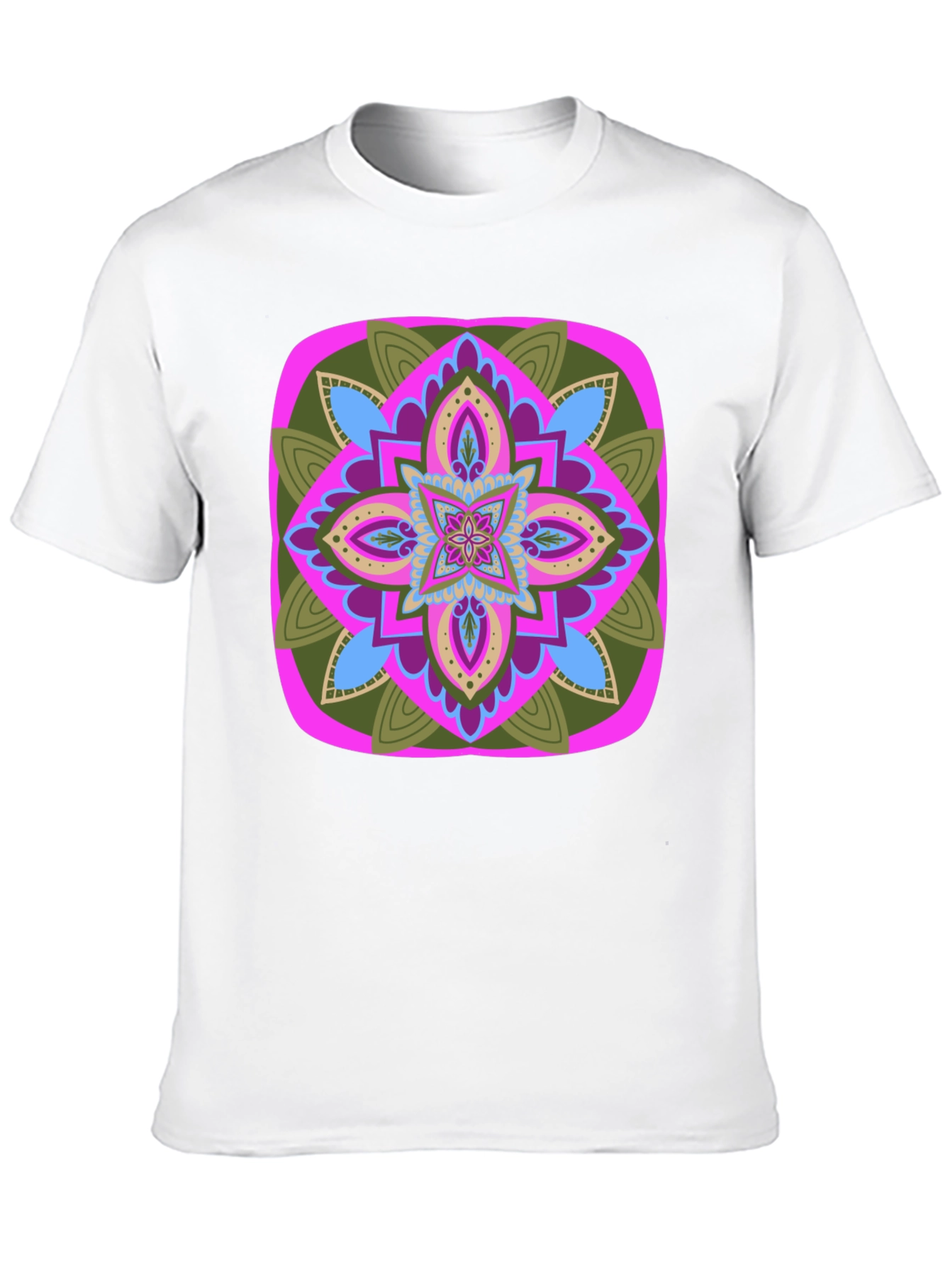 Geometric Mandala T-Shirt - Black Cotton Blend