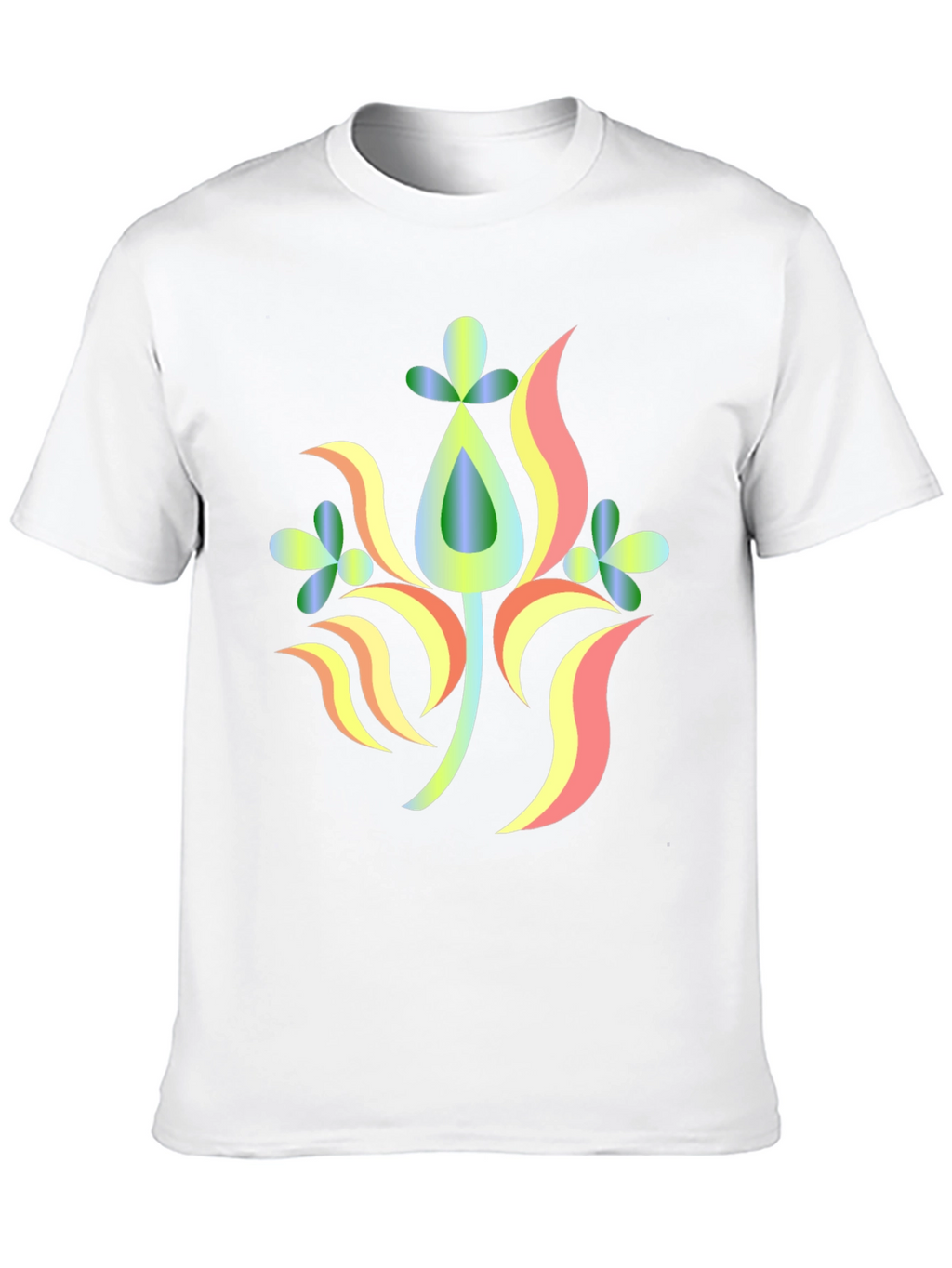 Abstract Floral Design Black T-Shirt