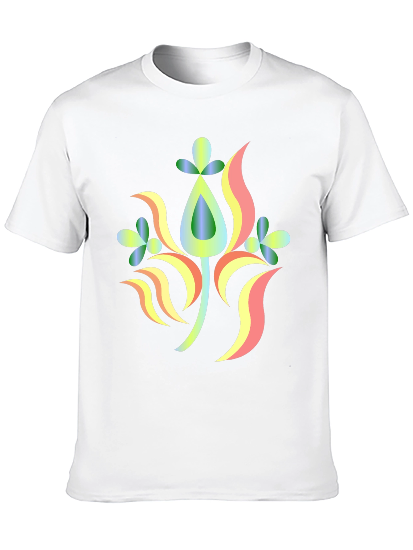 Abstract Floral Design Black T-Shirt