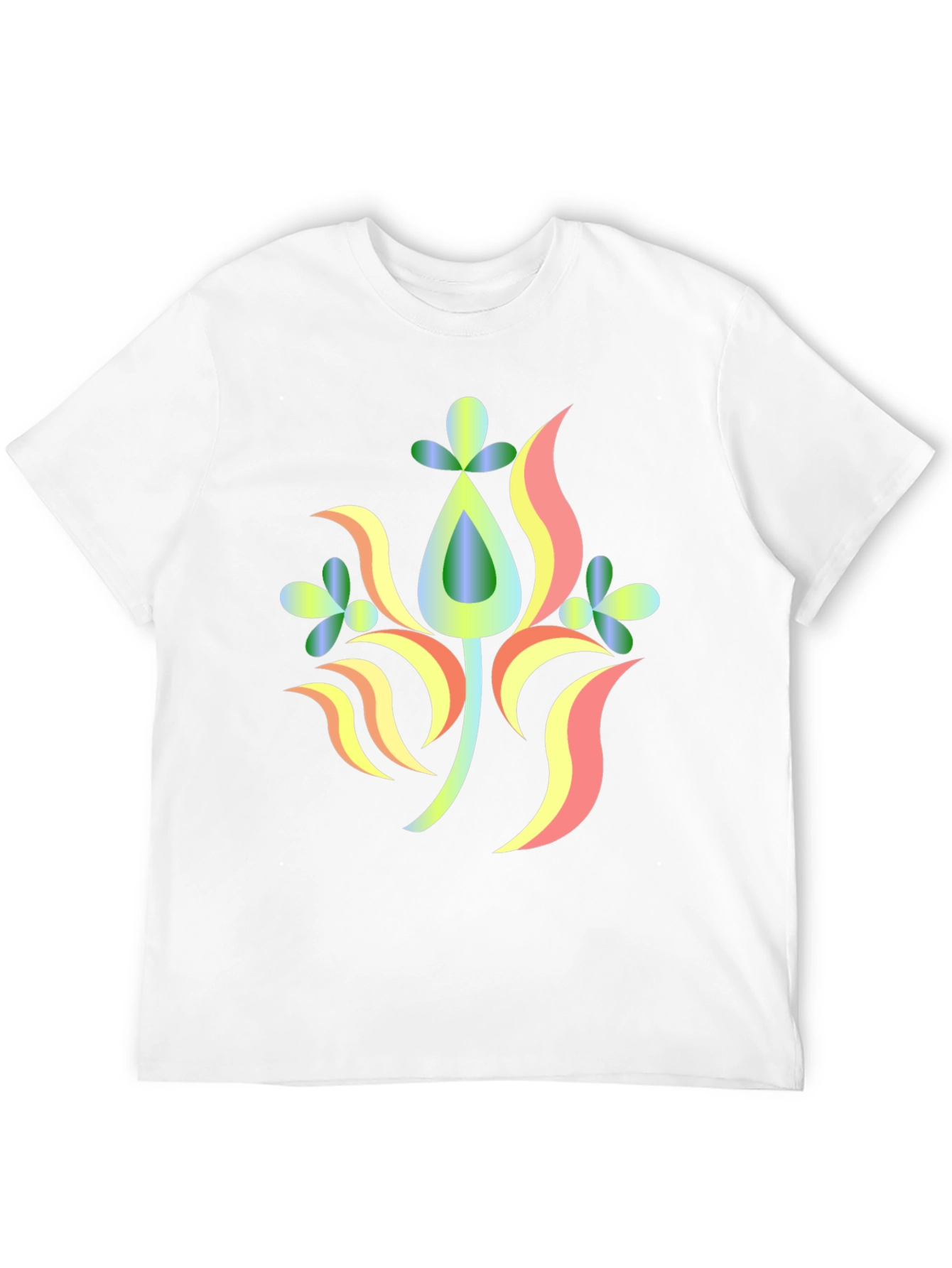 Abstract Floral Design Black T-Shirt