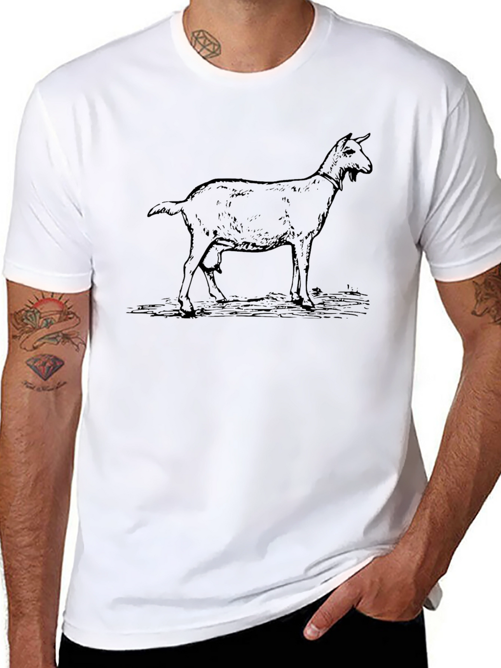Goat Graphic T-Shirt - Black Crew Neck Tee