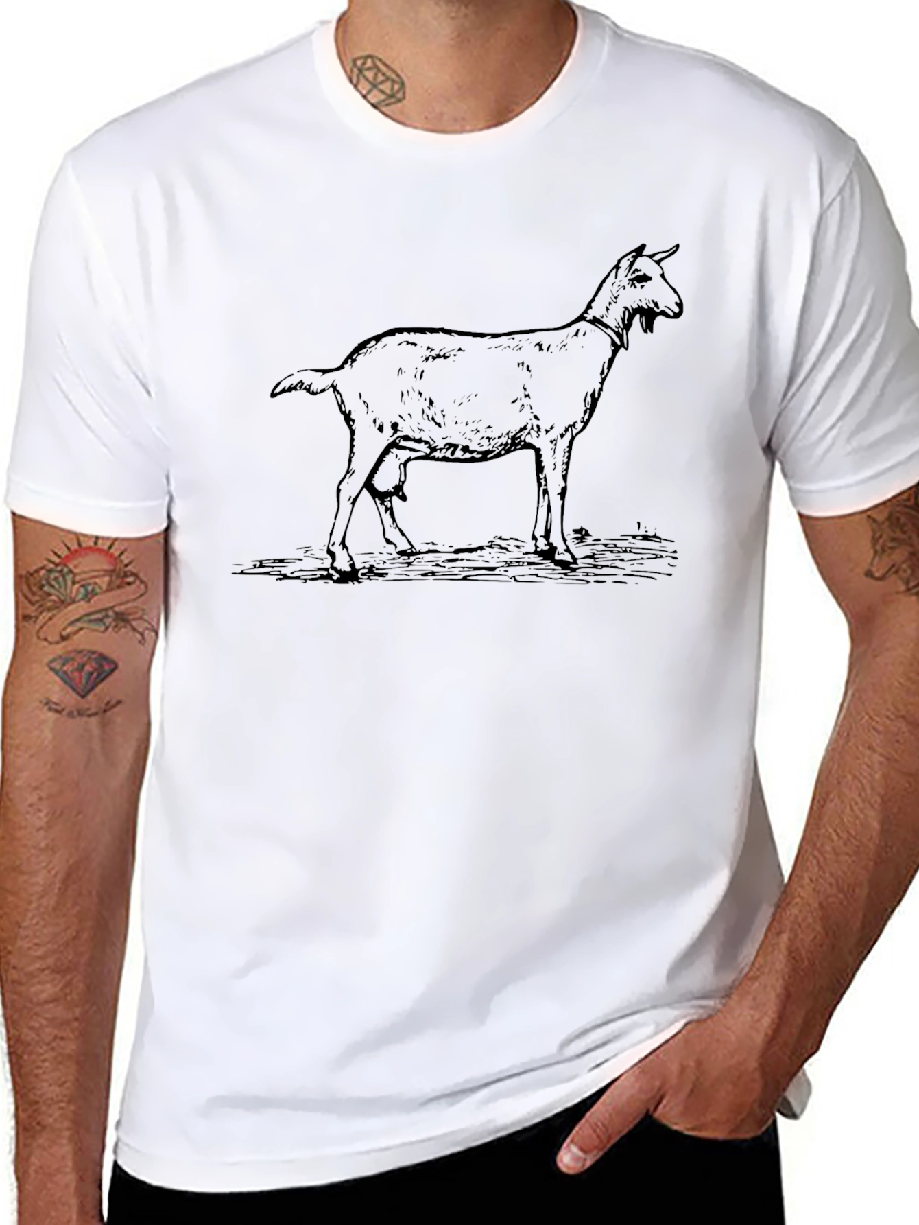 Goat Graphic T-Shirt - Black Crew Neck Tee