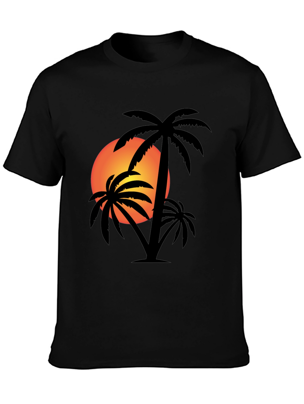 Tropical Sunset Palm Tree Graphic T-Shirt