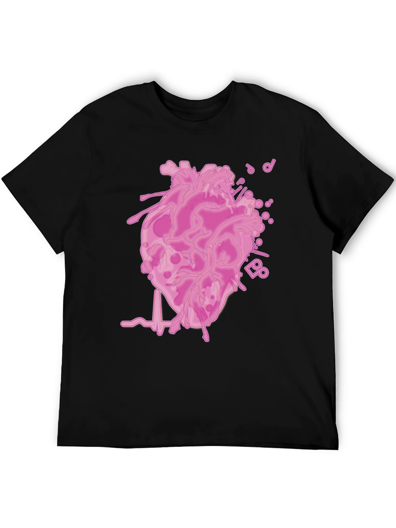 Anatomical Heartbeat Graphic T-Shirt - Black