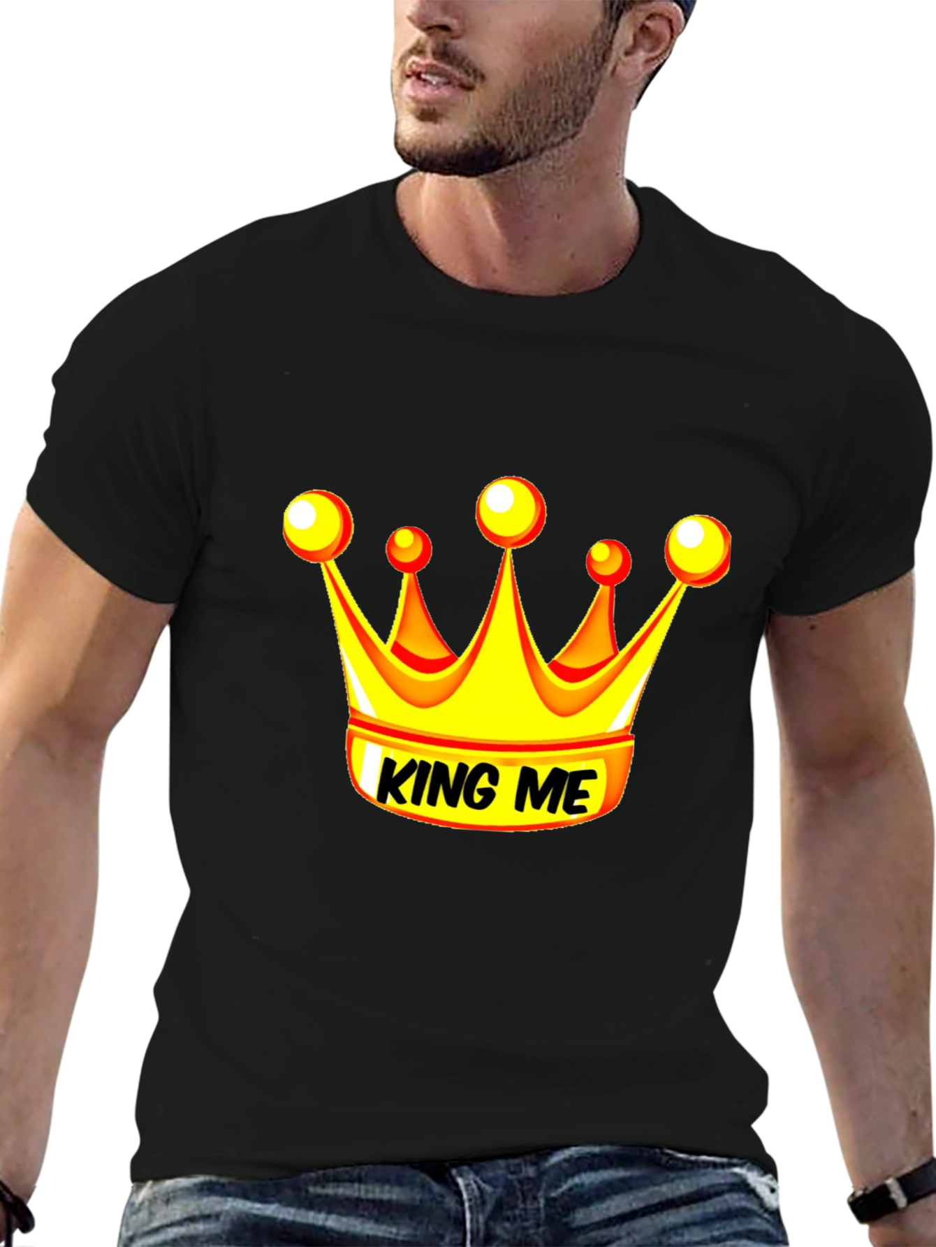King Me Graphic Tee - Black Cotton Blend T-Shirt