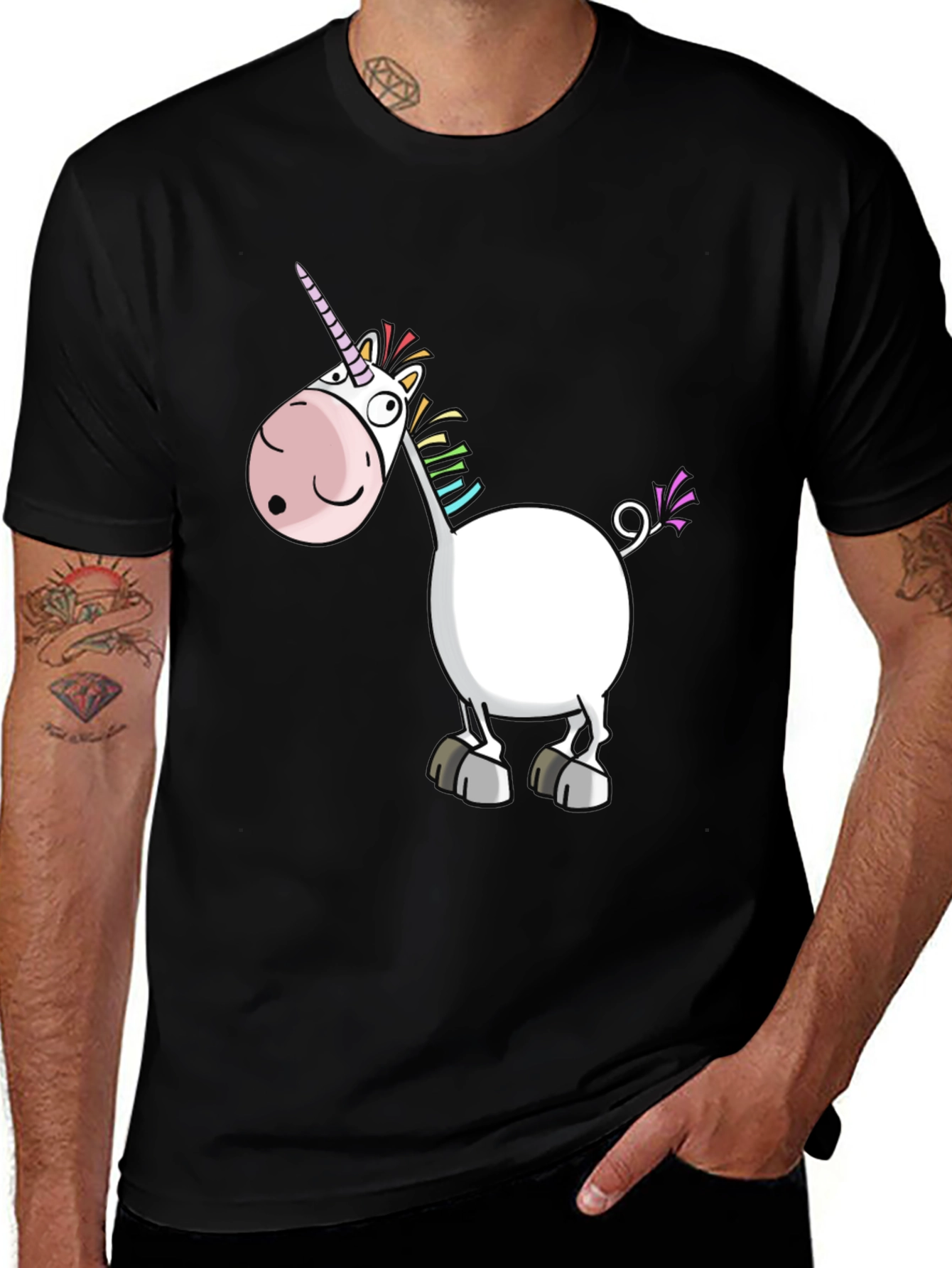 Funny Unicorn Graphic T-Shirt - Black Cotton Tee