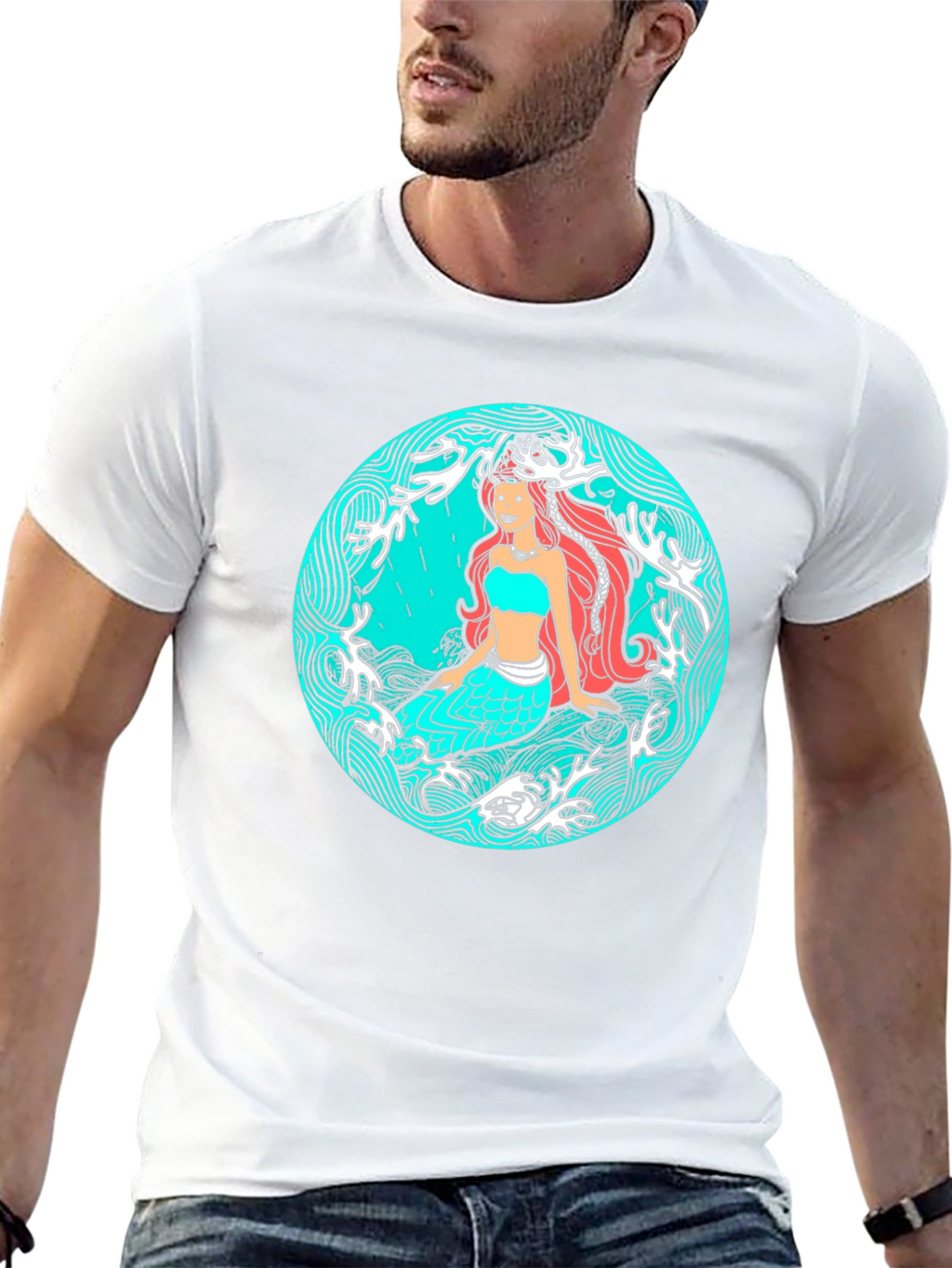 Mermaid Graphic Tee - Artistic Ocean Design