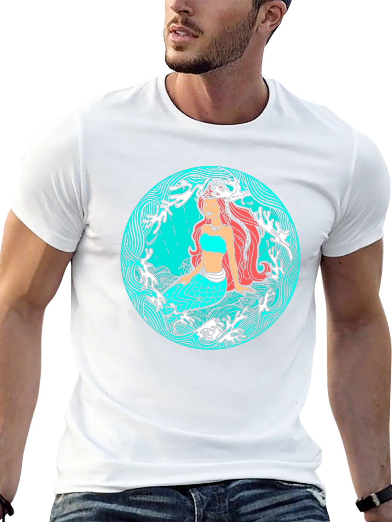 Mermaid Graphic Tee - Artistic Ocean Design