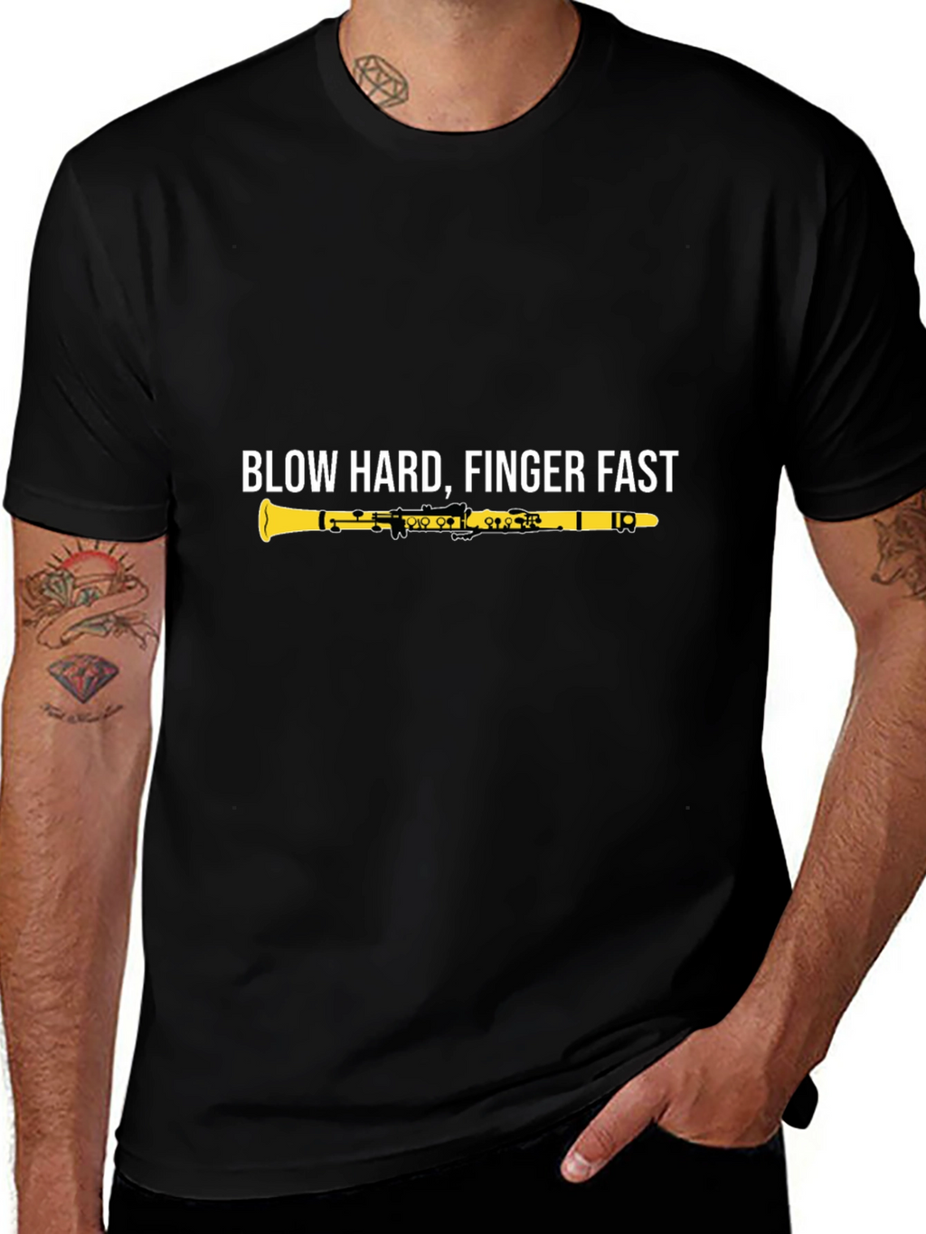 Blow Hard Finger Fast Clarinet Graphic Tee