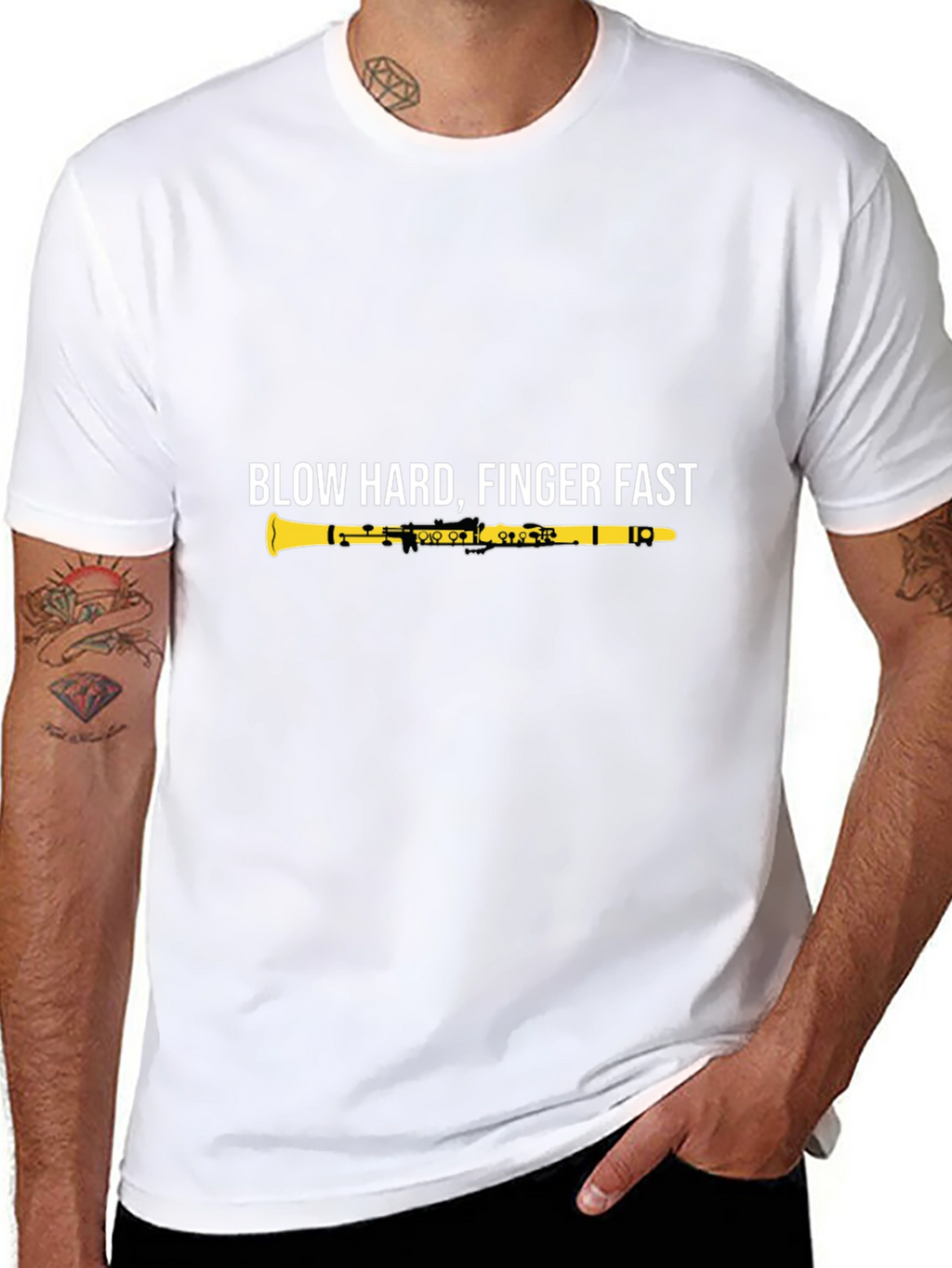 Blow Hard Finger Fast Clarinet Graphic Tee