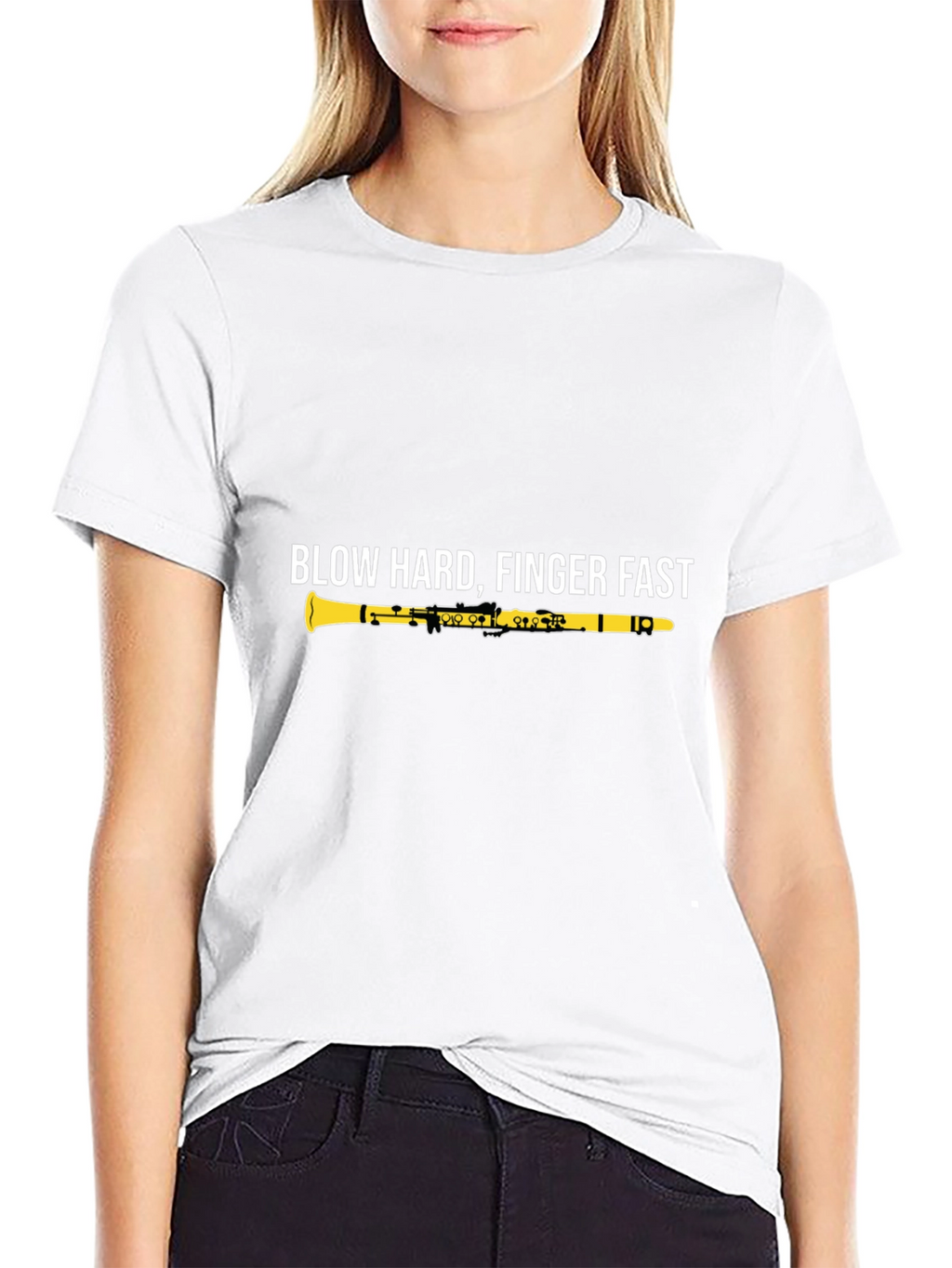 Blow Hard Finger Fast Clarinet Graphic Tee