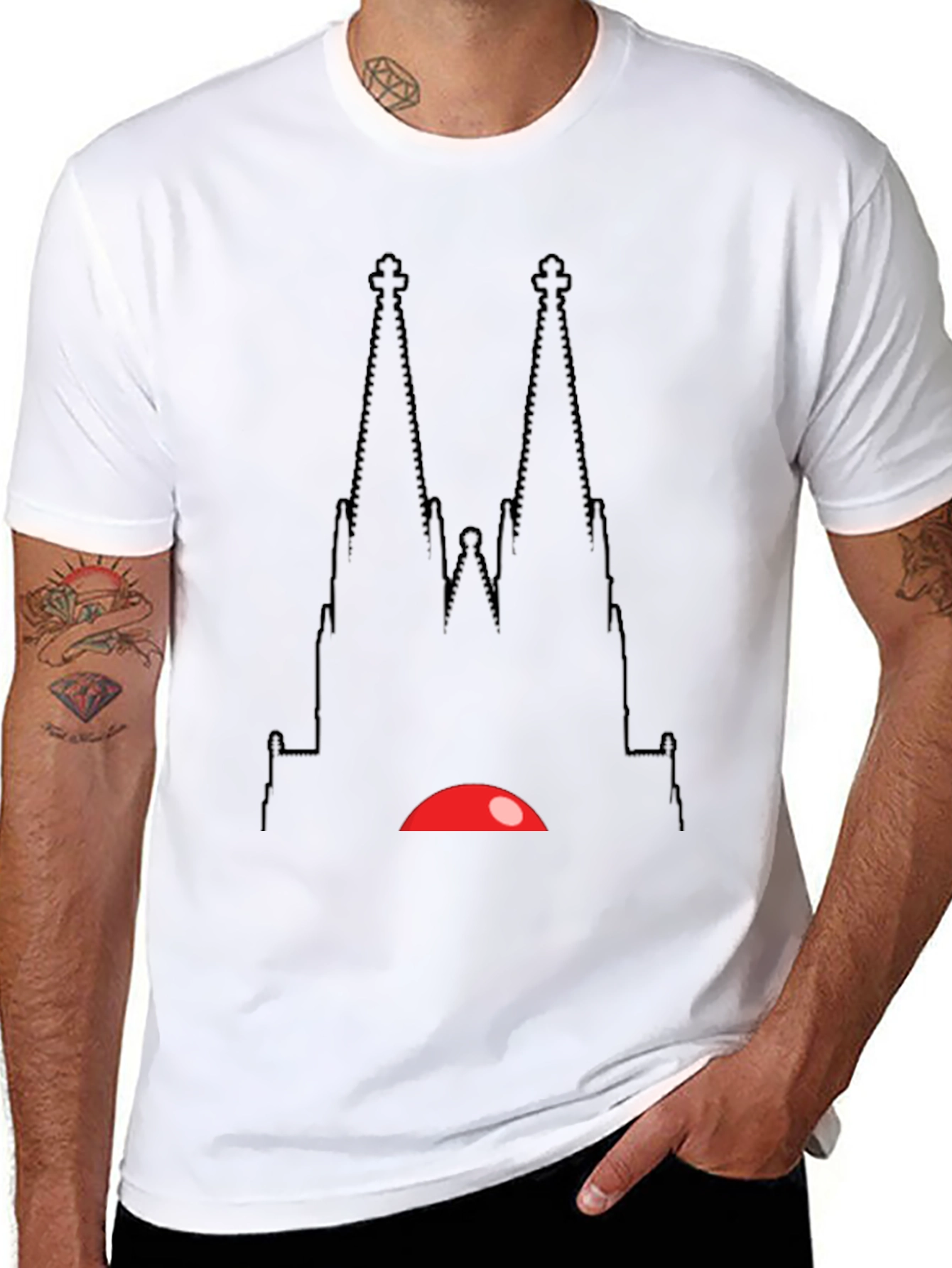 Black Graphic Tee - Sagrada Familia Inspired Design