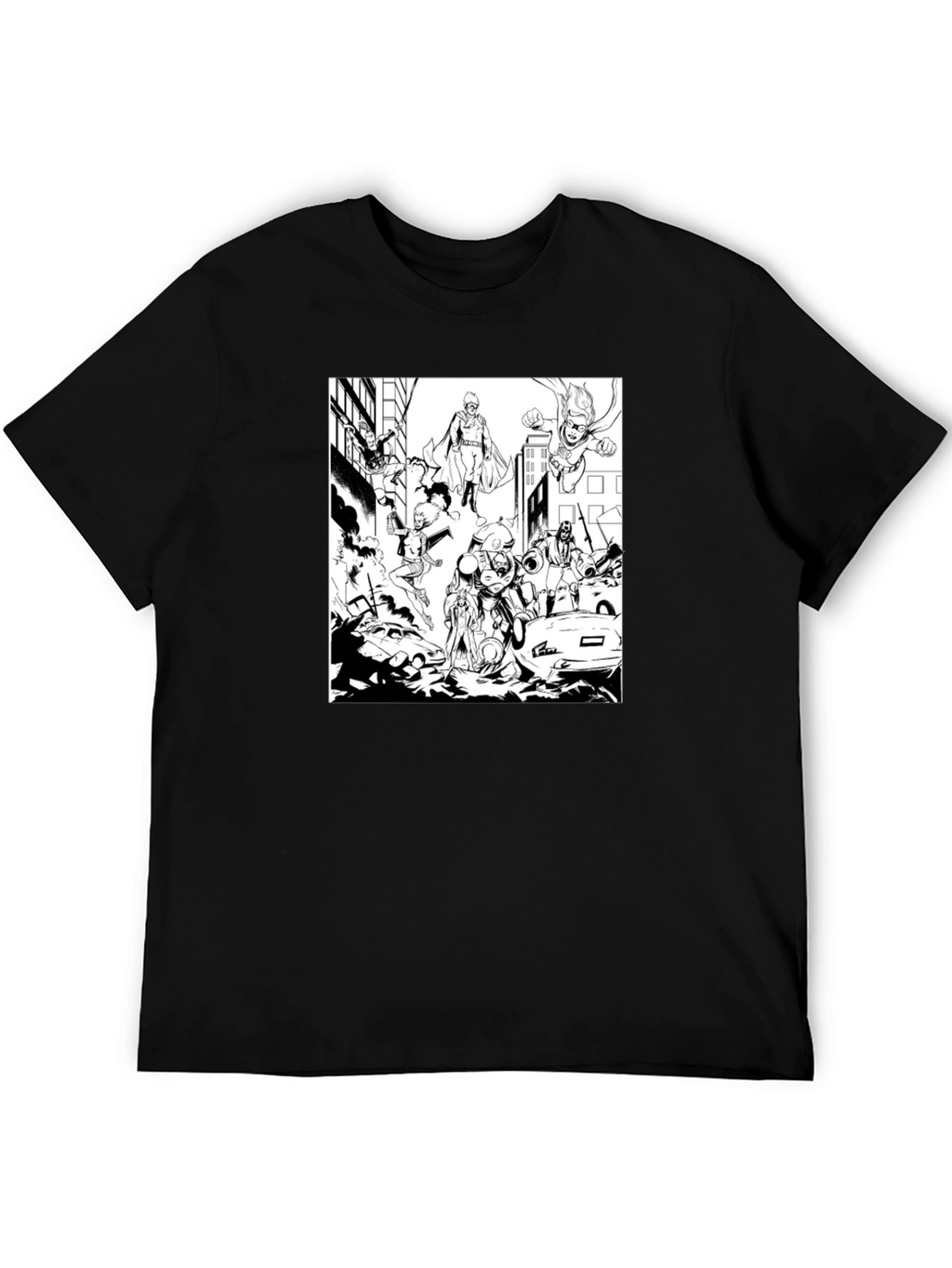 Superheroes Graphic Tee - Black