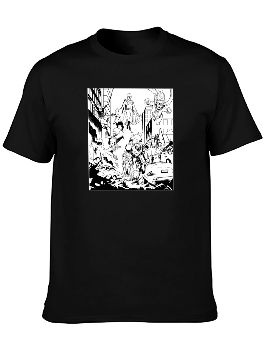 Superheroes Graphic Tee - Black