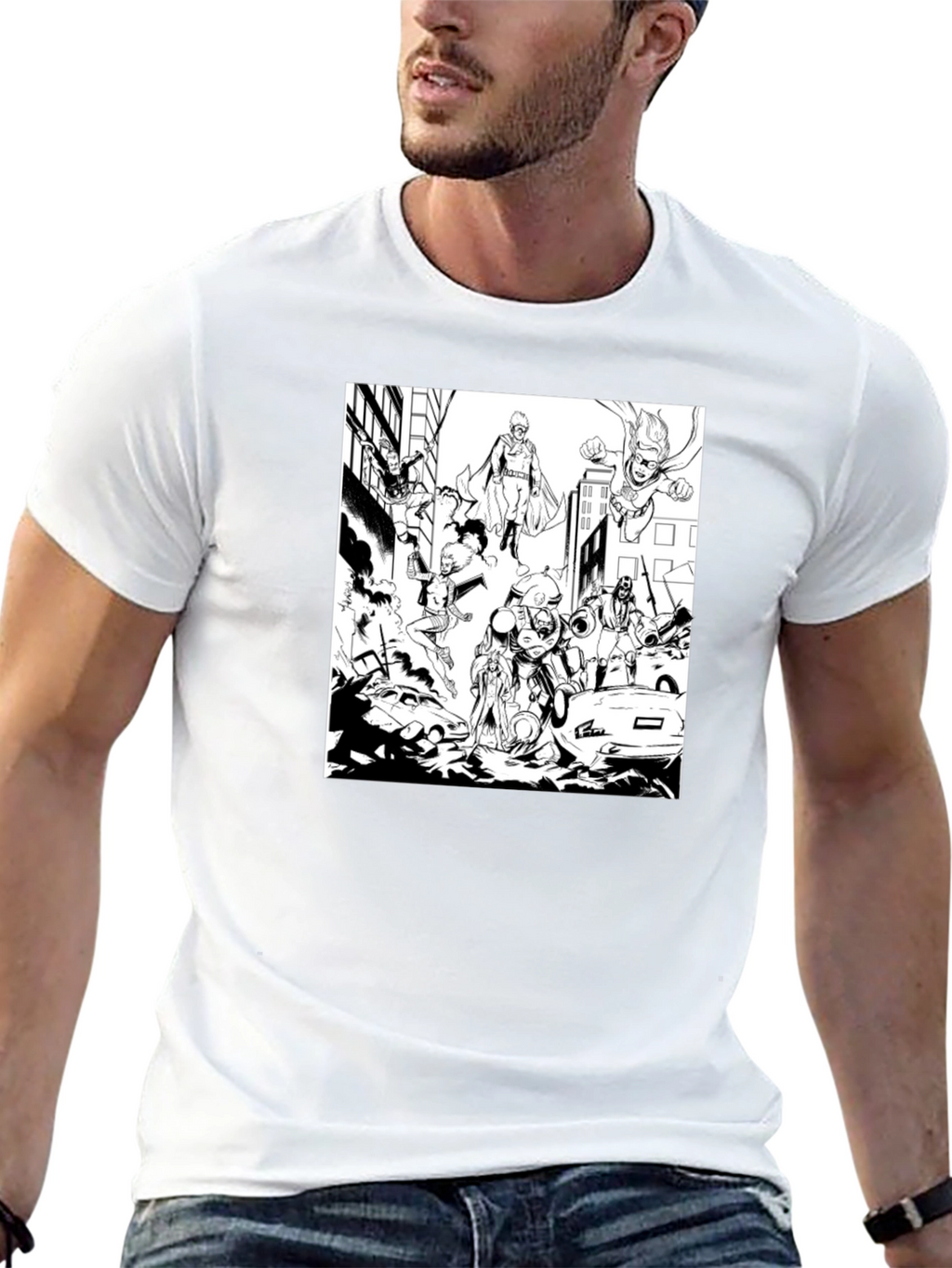 Superheroes Graphic Tee - Black
