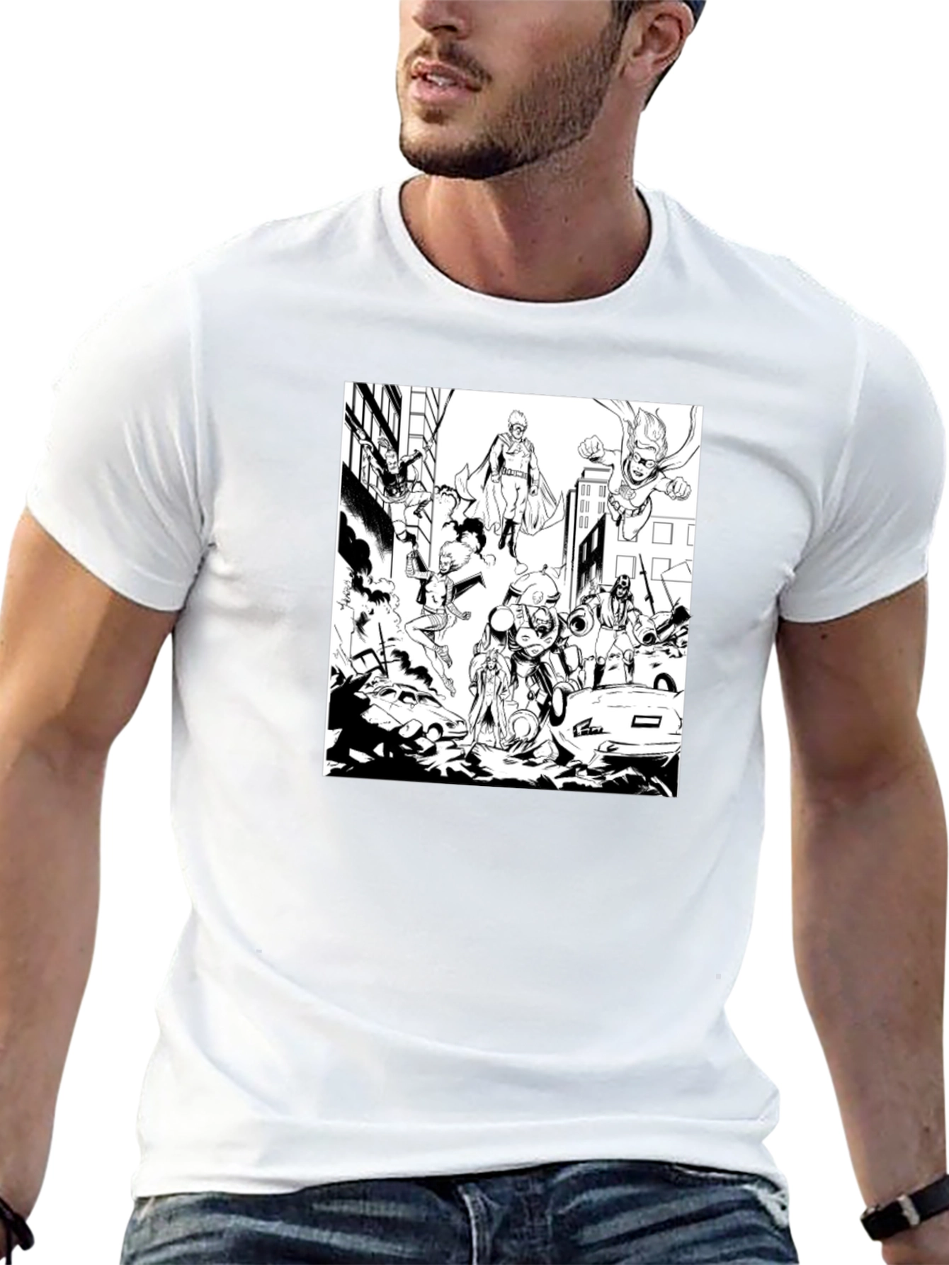 Superheroes Graphic Tee - Black
