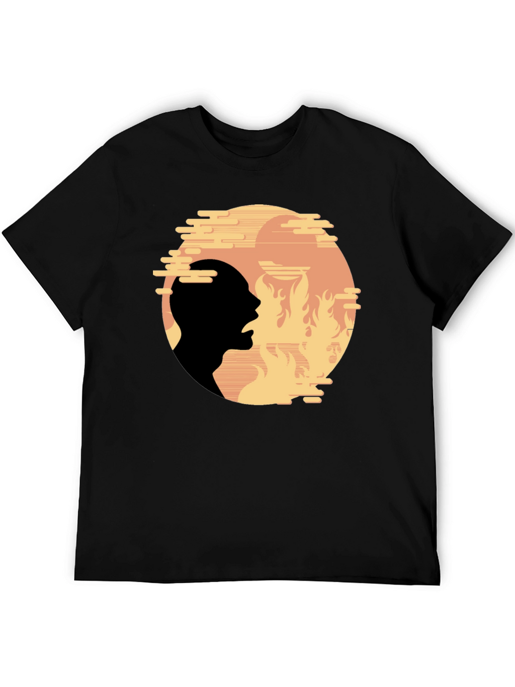 Fiery Silhouette Graphic Tee - Bold Statement Shirt