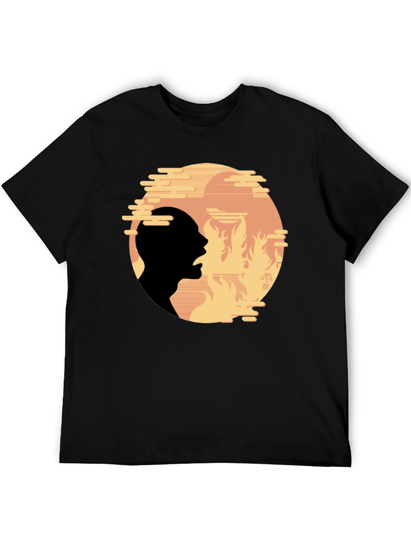 Fiery Silhouette Graphic Tee - Bold Statement Shirt