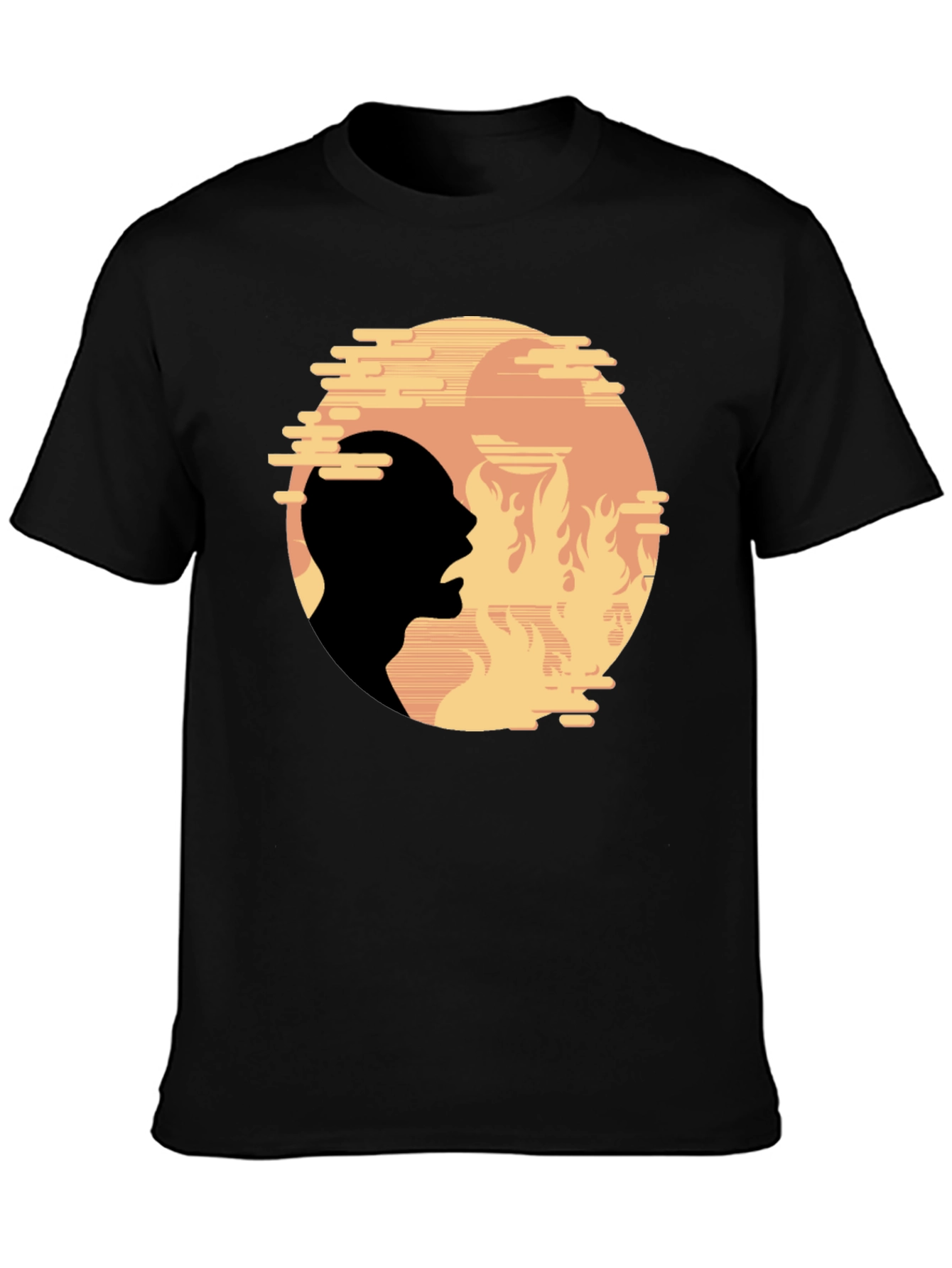 Fiery Silhouette Graphic Tee - Bold Statement Shirt