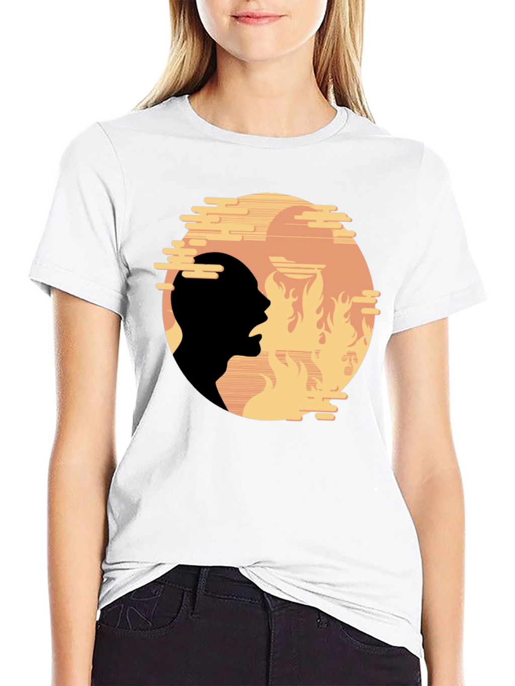 Fiery Silhouette Graphic Tee - Bold Statement Shirt