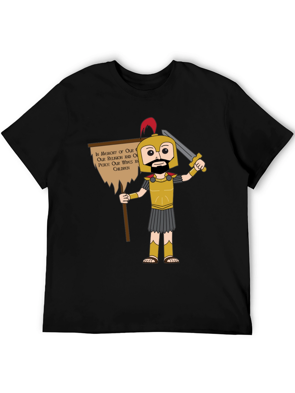 Spartan Cartoon Graphic T-Shirt - Honor & Peace