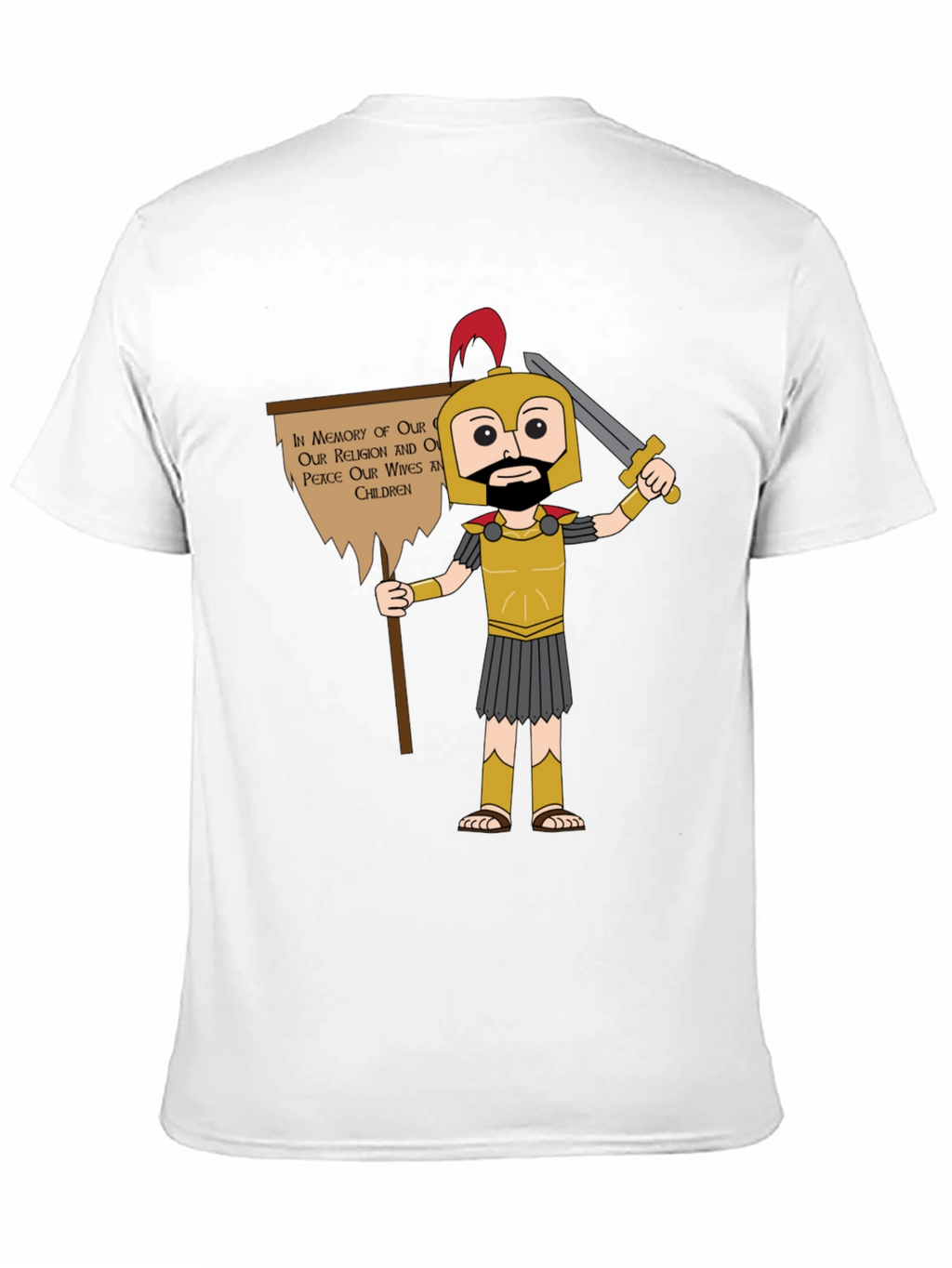 Spartan Cartoon Graphic T-Shirt - Honor & Peace