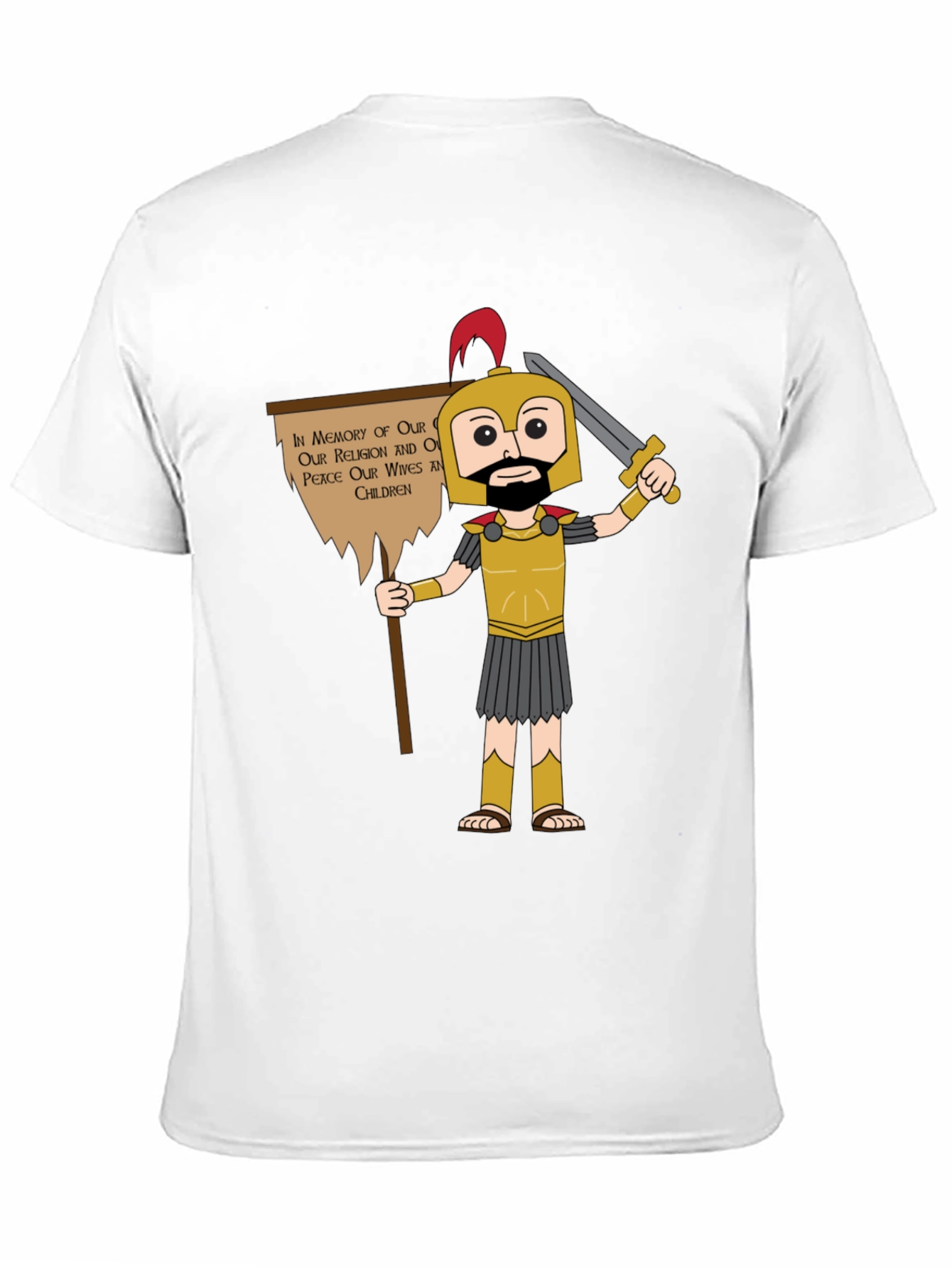 Spartan Cartoon Graphic T-Shirt - Honor & Peace