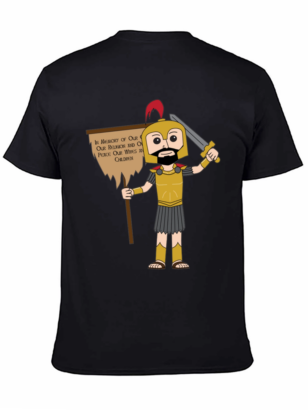 Spartan Cartoon Graphic T-Shirt - Honor & Peace